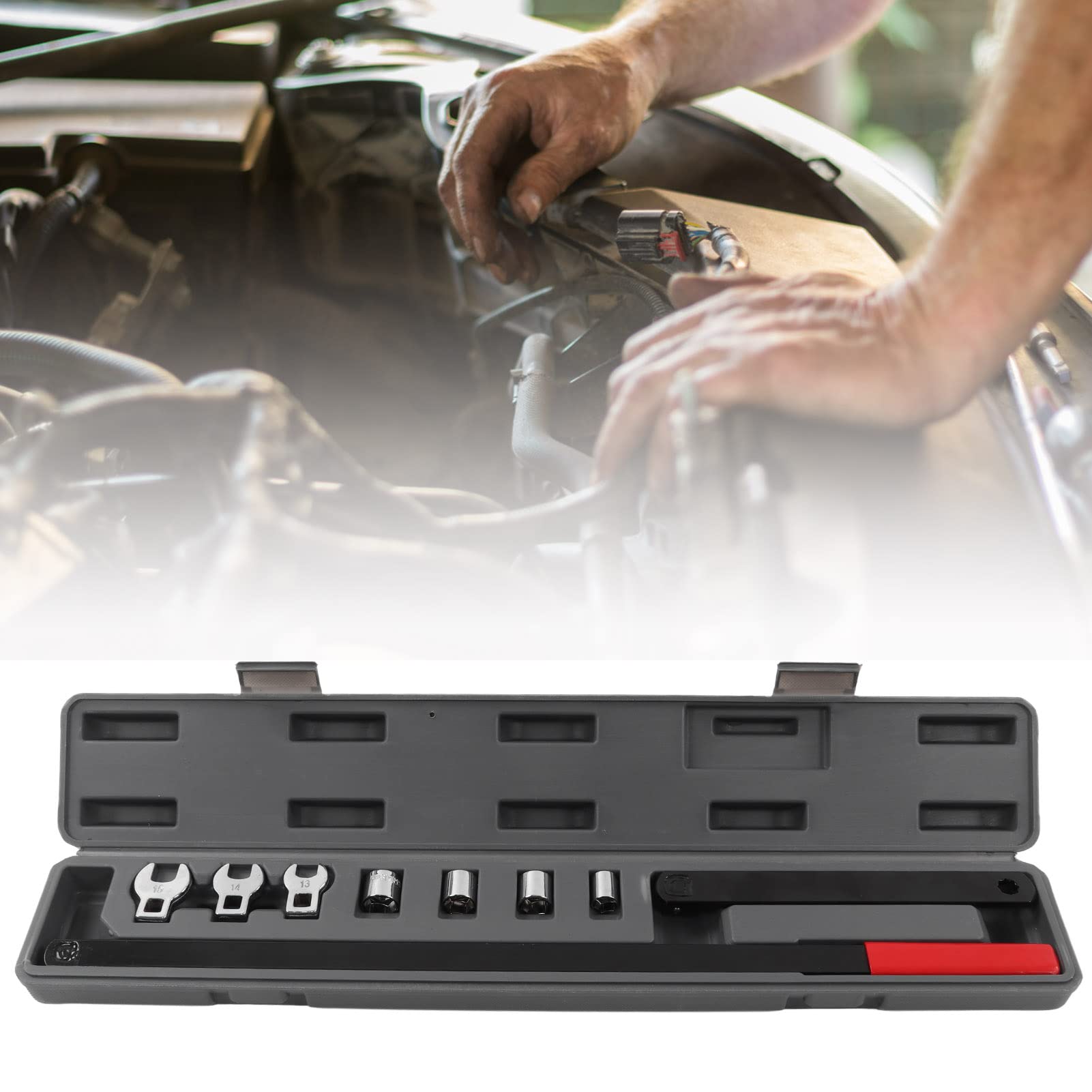 Qiilu Serpentine Belt Tool Set - 10Pcs Ratcheting Belt Tensioner Tool Kit with Drive Handle & Socket Wrench for Universal Auto Repair - Perfect for DIY Car Maintenance & Professional Mechanic Use