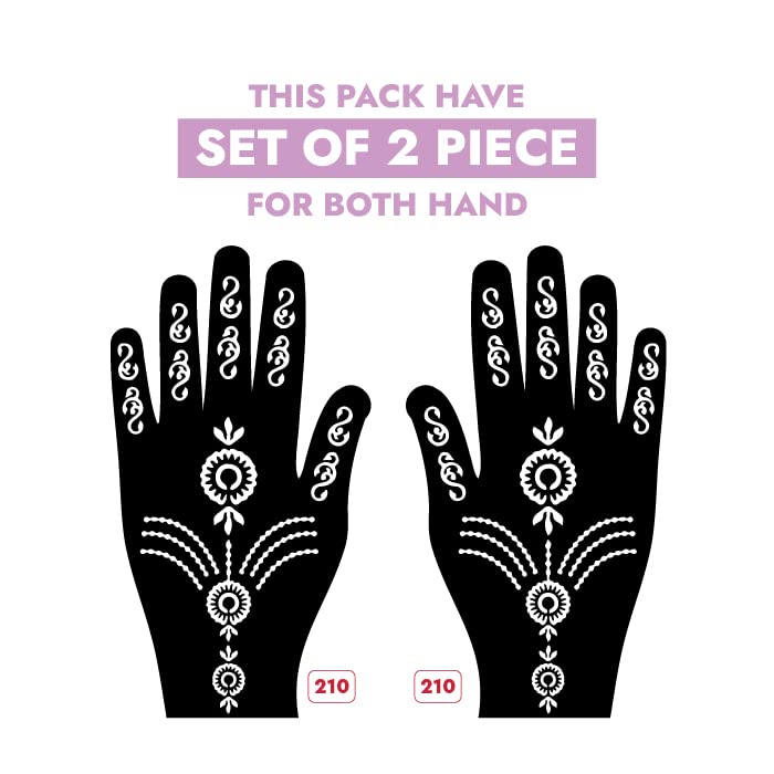Apcute Henna Tattoo Stickers Kit - Premium Mehandi Stencils for Girls, Women & Kids - Easy to Use Temporary Body Art with 210 Beautiful Designs - Perfect for Weddings, Festivals & DIY Body Decoration