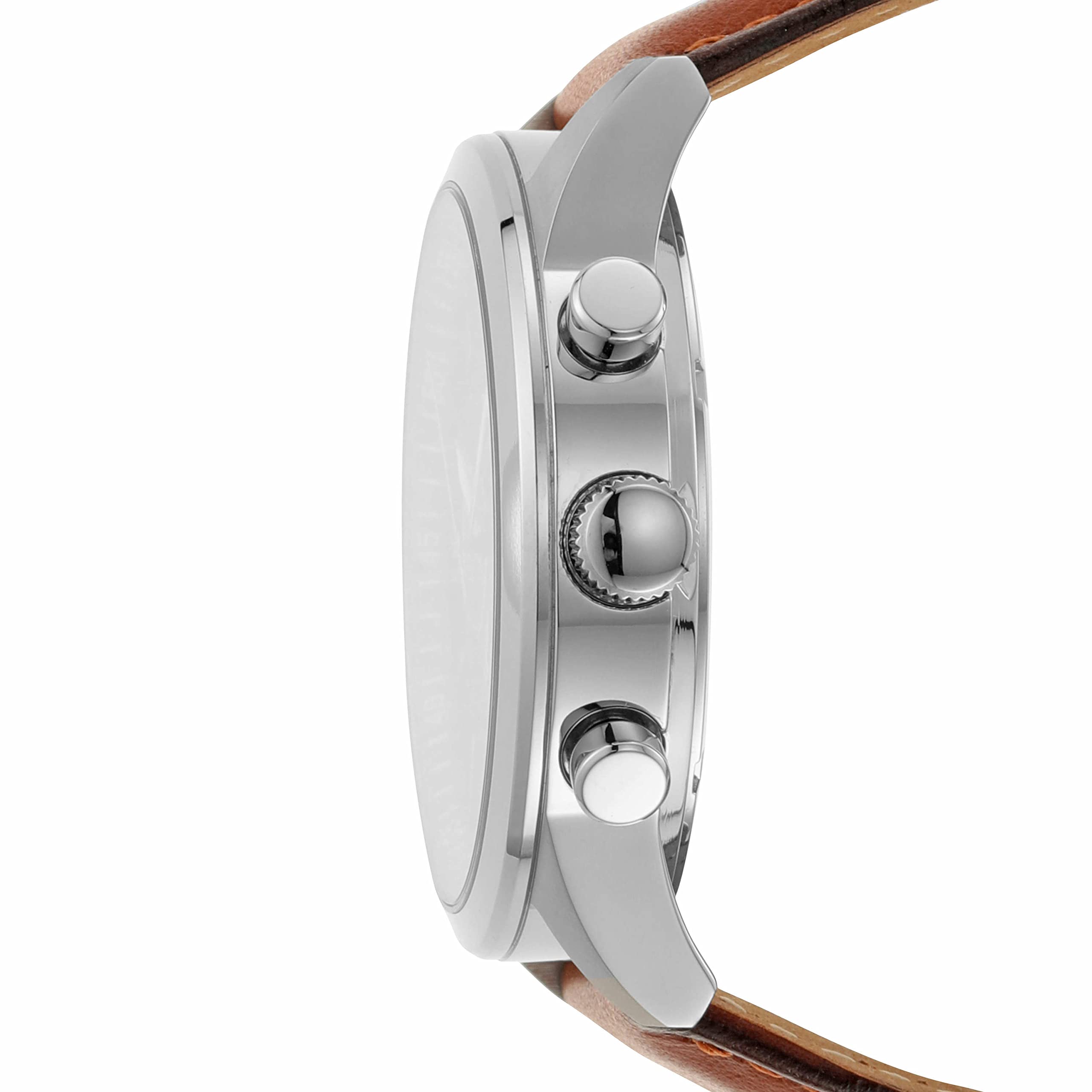 Flynn Chronograph Brown Leather Watch for Men - Waterproof Analog Quartz Wristwatch with Date Display - Perfect for Business, Casual & Formal Occasions