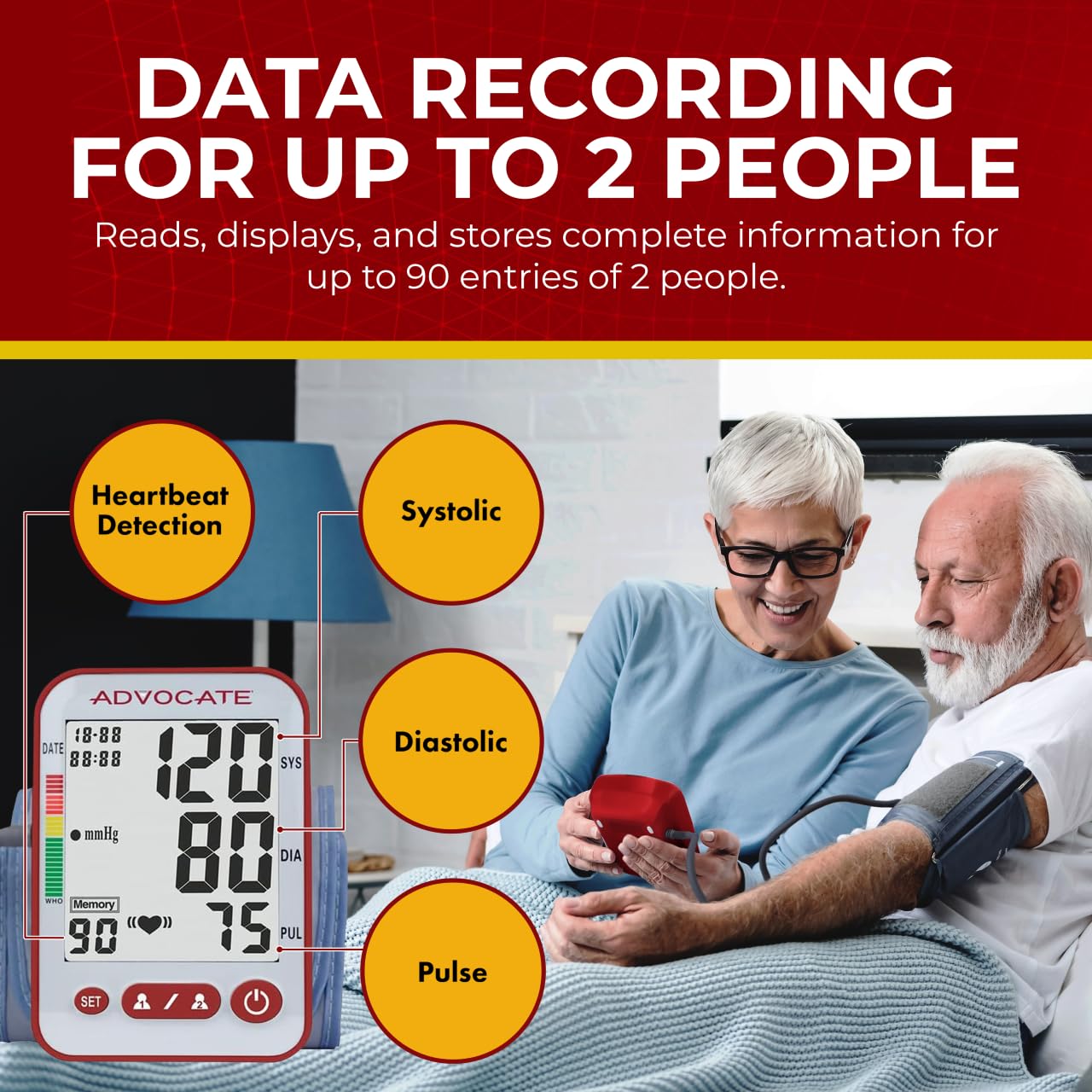 Digital Upper Arm Blood Pressure Monitor - Automatic & Accurate Home BP Cuff Machine for Small to Medium Arms, Stores Data for 2 Users | Ideal for Daily Health Tracking & Family Use
