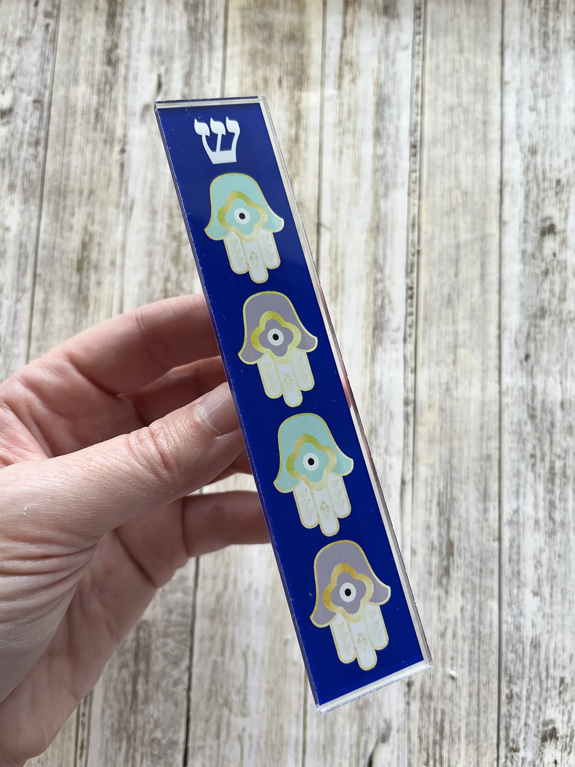 Hamsa Mezuzah with Evil Eye Protection - Acrylic & Aluminum Waterproof Jewish Scroll Case - Perfect for Housewarming, Engagement & Jewish Gifts (Kosher Scroll Option Available) - Ideal for Home Blessings, Office Decor & Spiritual Protection