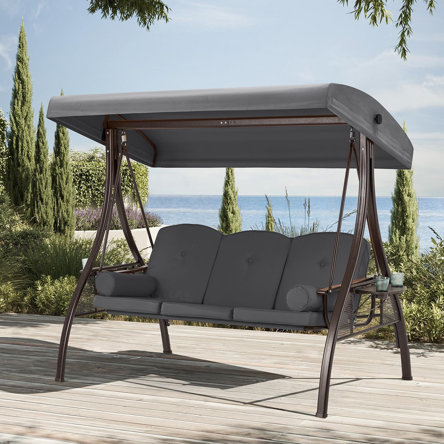 HOMREST 3-Person Outdoor Porch Swing with 1.5