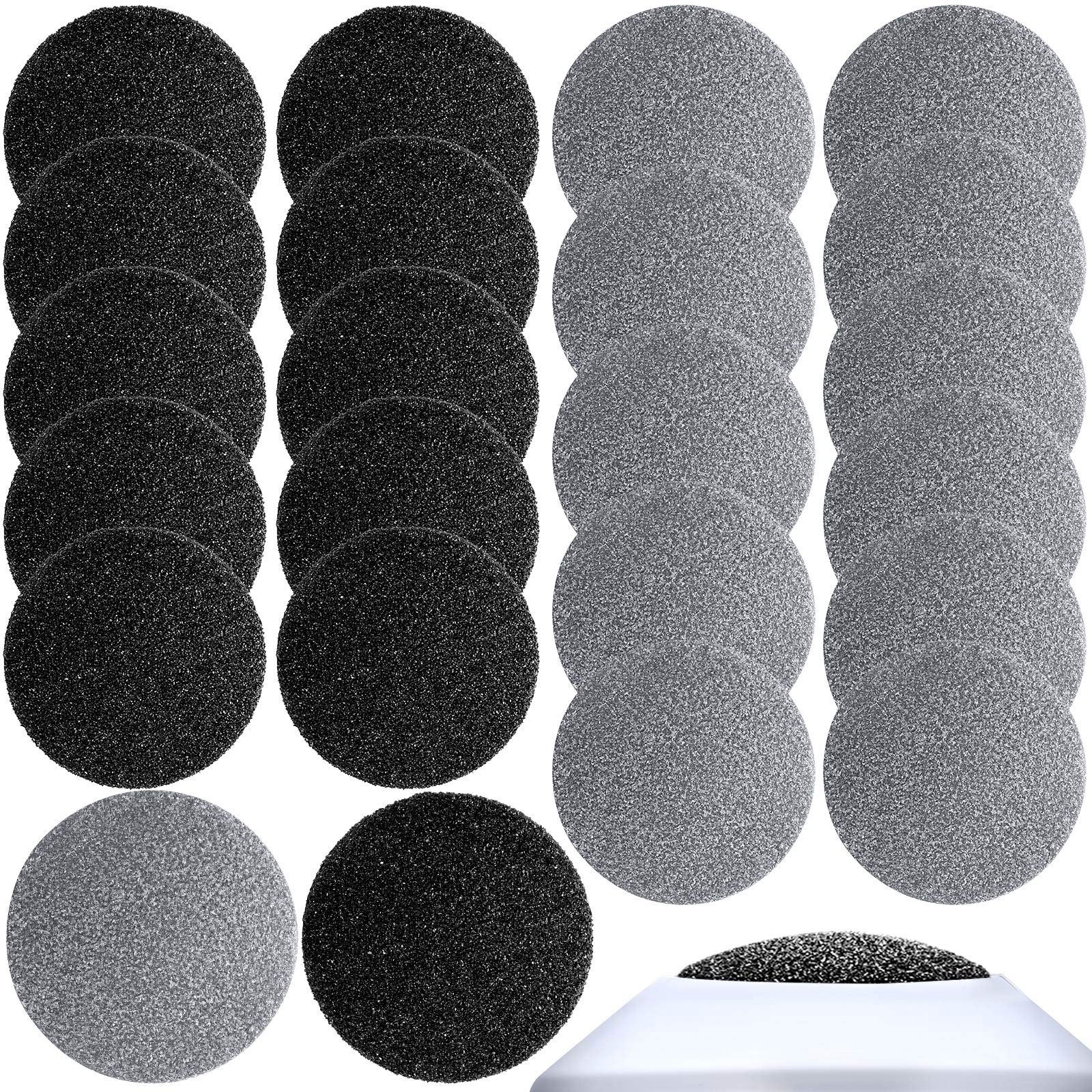 20 Pack Coarse Replacement Pads for Electric Foot Grinder - Vacuum Adsorption Callus Remover Heads for Cracked Heels & Dead Skin (Black/Gray) - Perfect for Pedicures, Foot Care & At-Home Spa Treatments