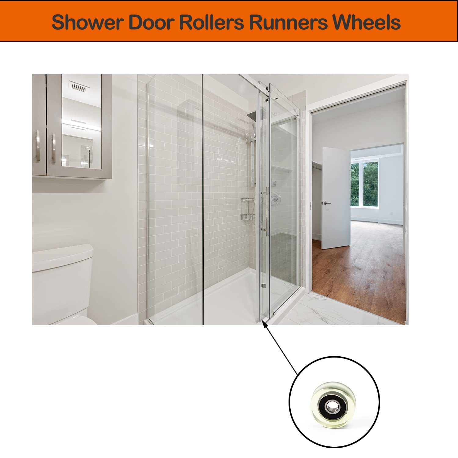 MroMax 8x32x12mm Sliding Shower Door Roller with 608RS Bearing - PU Conveyor Wheel for Furniture, Hardware & Mobile Doors (3Pcs) - Perfect for Smooth Sliding Glass Doors, Cabinet Tracks & Industrial Applications