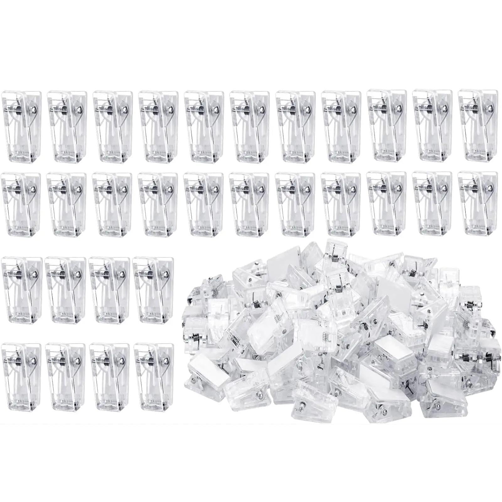 DYNWAVE 100Pcs Clear Photo Hanging Clips - Small Decorative Paper Clips for Displaying Photos, Posters, Documents - Self-Adhesive Single Side Glue - Perfect for Home Office, Birthday Decor & Wall Art Organization