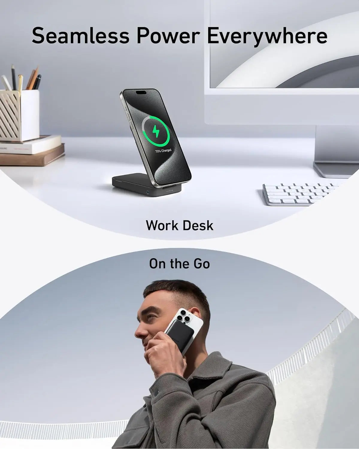 Anker Power Bank MagGo 6600mAh Qi2 Certified 15W Fast Wireless Charger - Portable Magnetic Charging for iPhone 15/14/13, Samsung Galaxy - Perfect for Travel, Office & On-the-Go Charging
