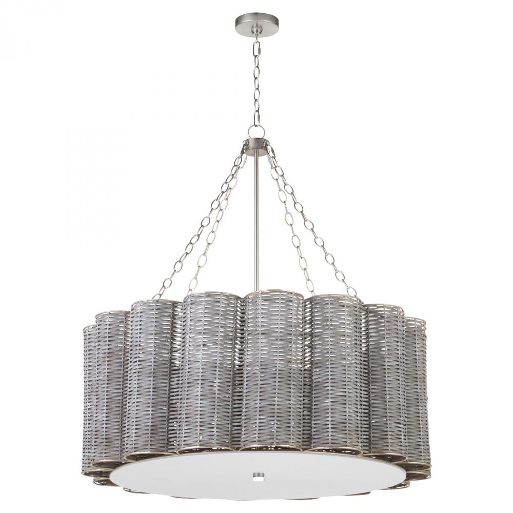 Cyan Design BORACAY 11937 Brushed Grey Cane Chandelier Pendant Light - Perfect for Dining Room, Bedroom, or Living Room Decoration