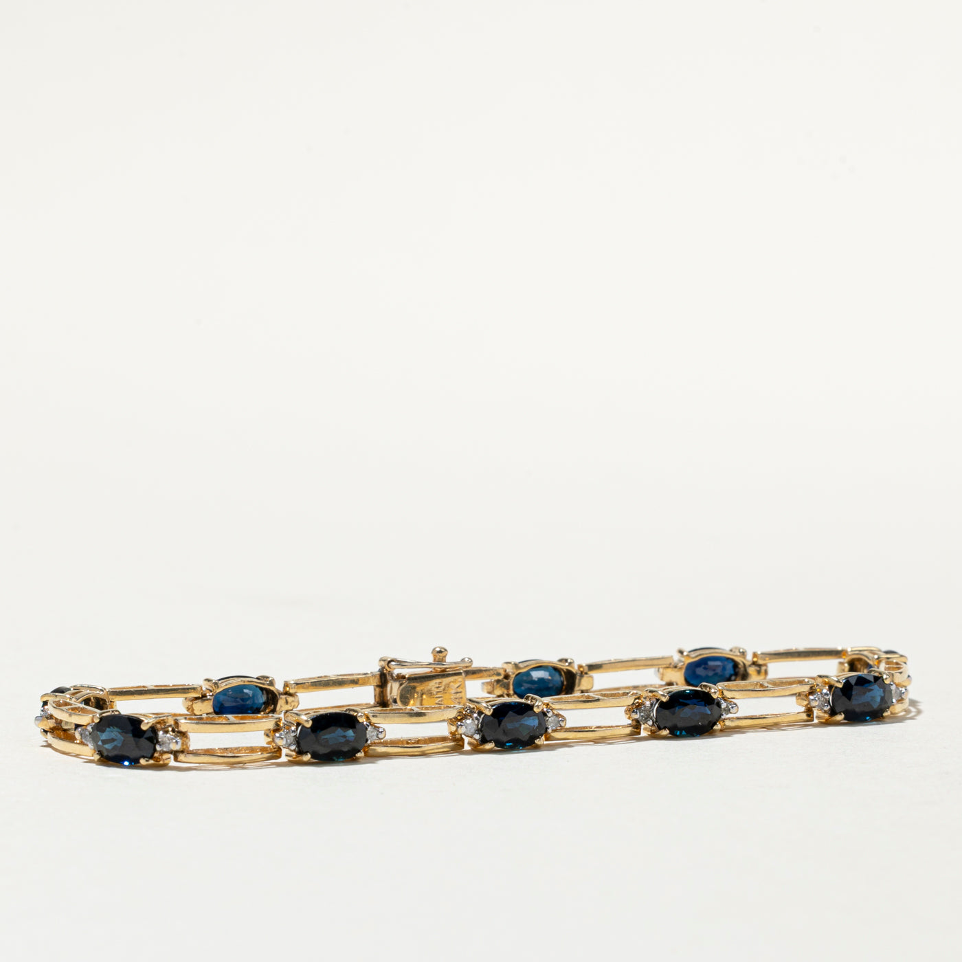 14K Gold Sapphire and Diamond Tennis Bracelet | 5.60ctw Genuine Sapphire & 0.18ctw Real Diamonds | 6.75 Inch Adjustable | Elegant Jewelry Gift for Women, Bridesmaids, Anniversary & Special Occasions