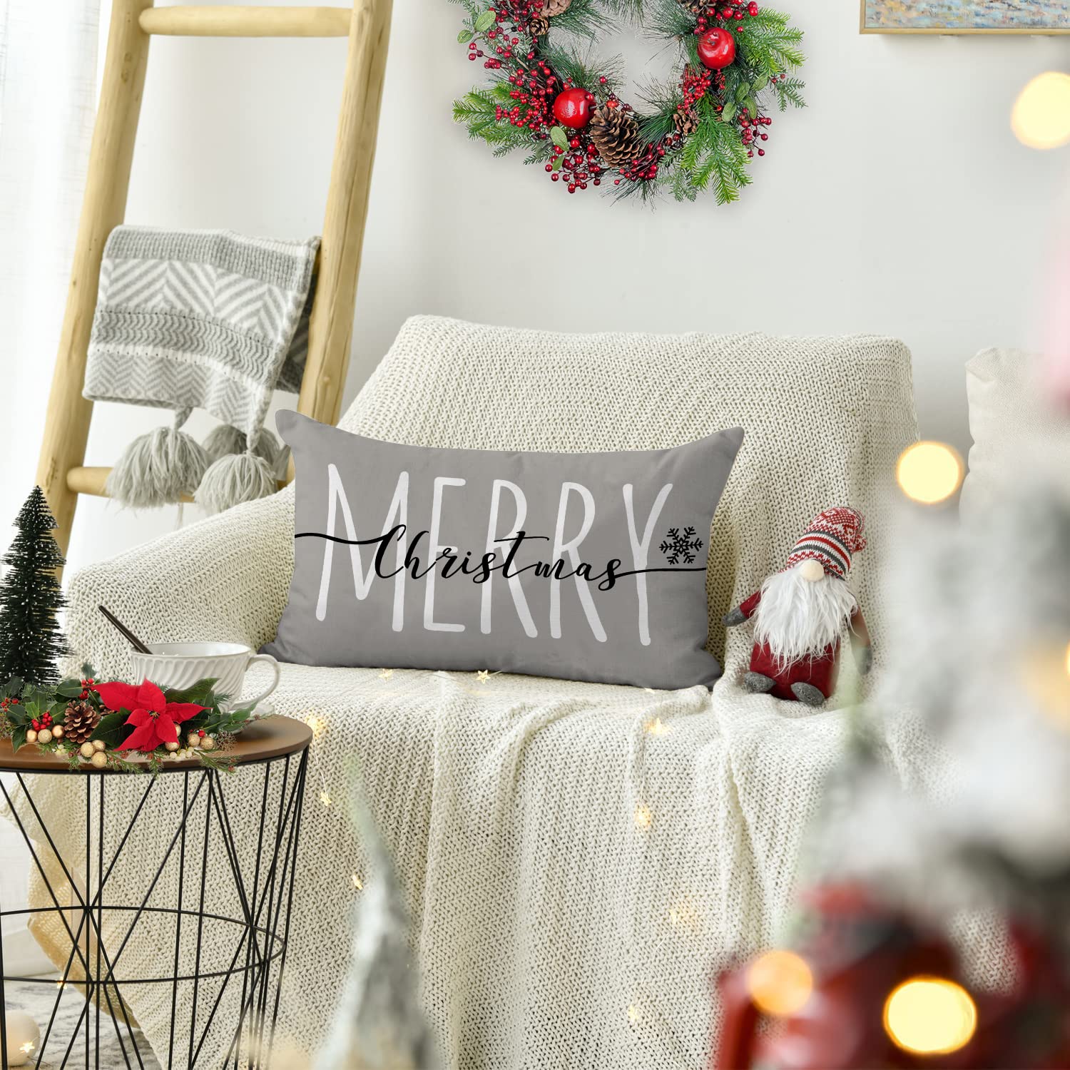 Jbralid Christmas Pillow Covers 20x36 Inch - Merry Christmas Farmhouse Decorations & Winter Holiday Throw Pillow Cases for Couch, Sofa, Bed - Cozy Seasonal Home Decor for Living Room, Bedroom