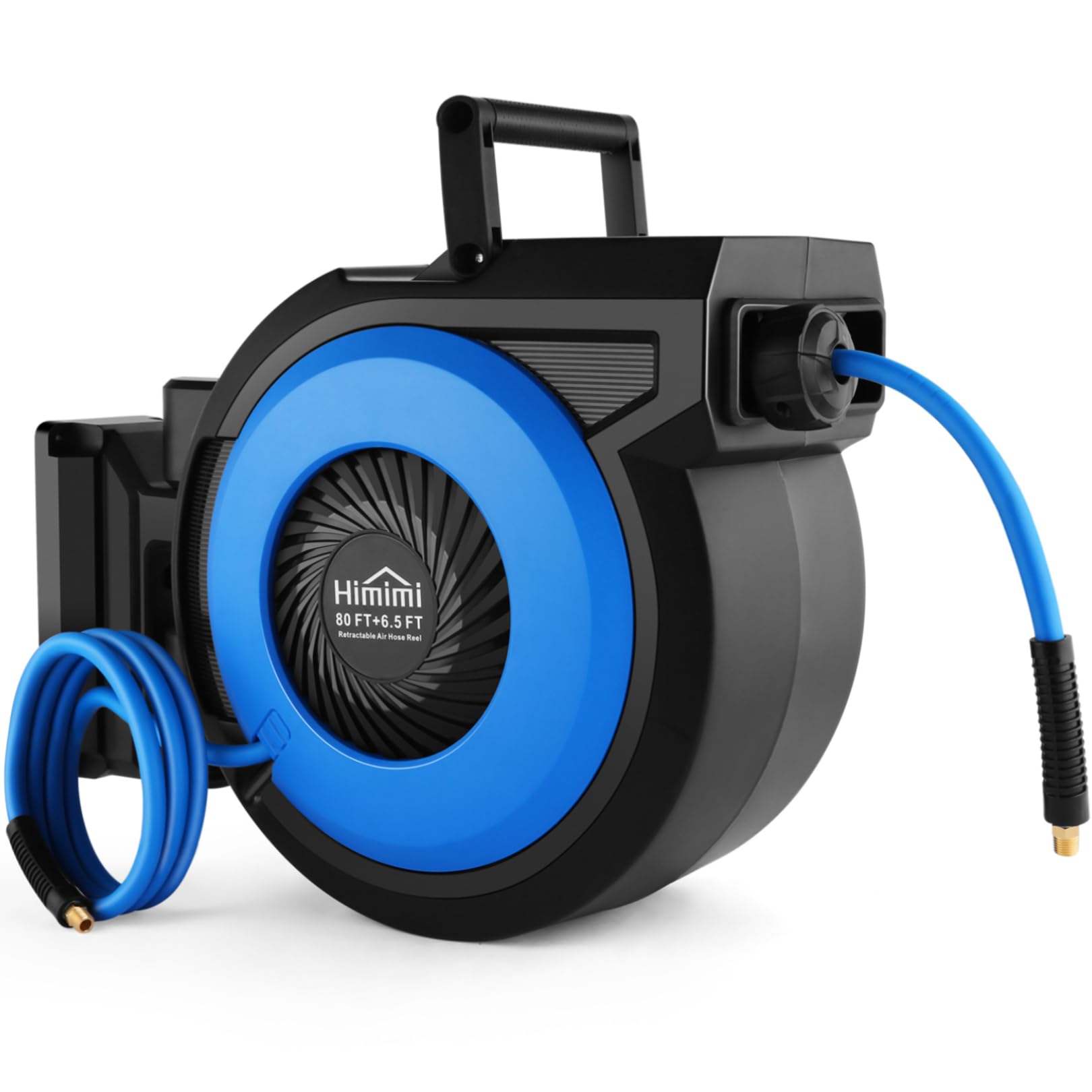 80FT + 6.5FT Retractable Air Hose Reel with Automatic Rewind | Wall Mount Pneumatic Hose for Garage & Workshop | 3/8
