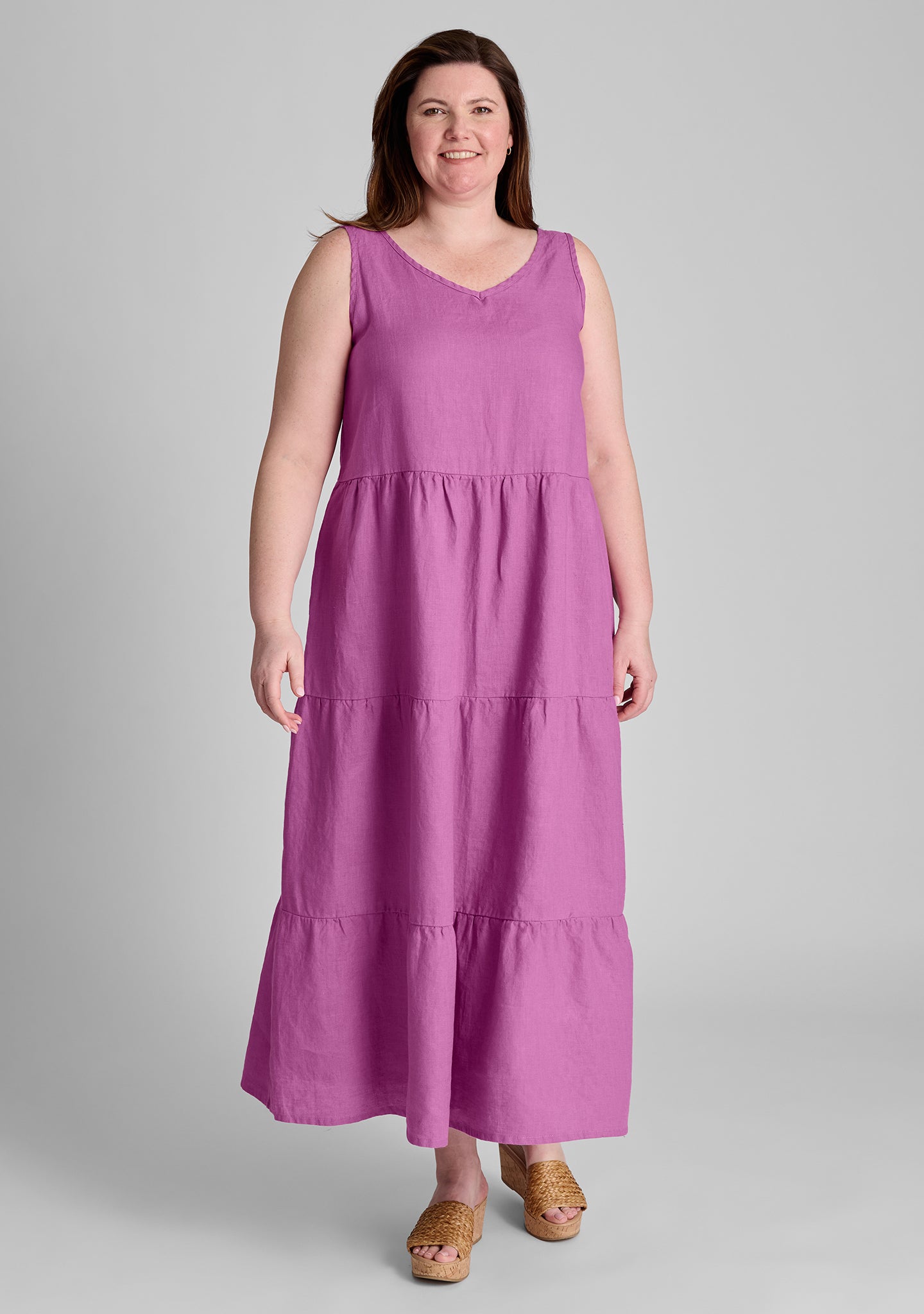Elegant Tiered Linen Maxi Dress for Women - Summer Boho Beach Wedding Party Dress - Perfect for Vacations, Date Nights & Outdoor Events