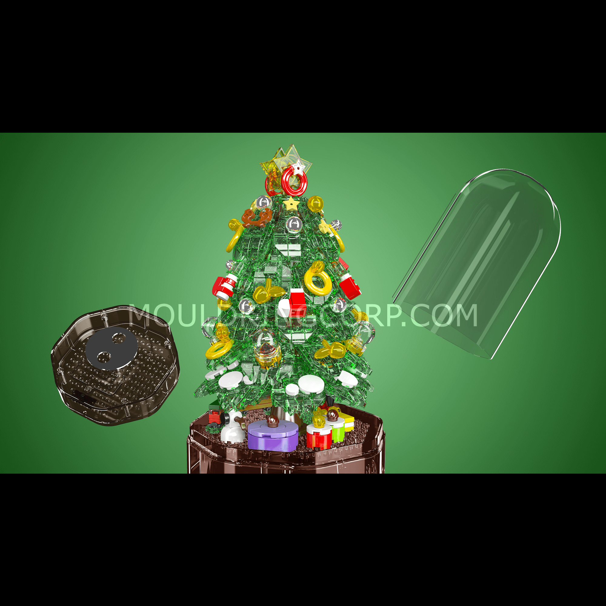 Mould King 10090 Christmas Tree Music Box Building Set - 688 PCS DIY Holiday Decoration for Home, Office & Gift Giving | Fun Christmas Activity for Kids & Adults