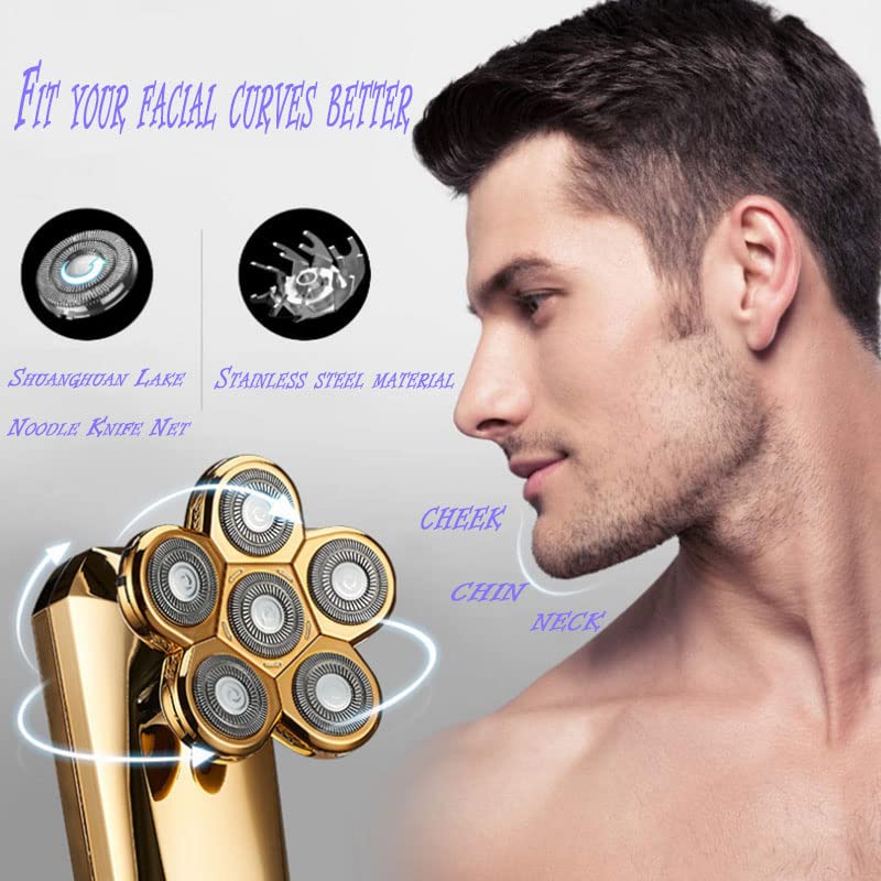 Best Electric Razor for Men - 6-in-1 Wet/Dry Rechargeable Shaver & Beard Trimmer Kit - Full Body Grooming & Bald Head Shaving Machine - Perfect for Travel, Gym & Daily Grooming Routine