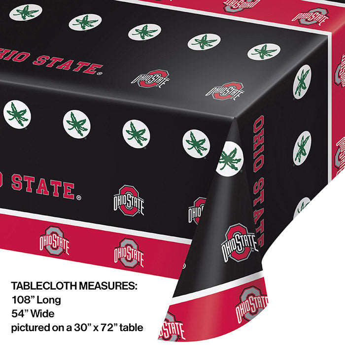 12-Piece Bulk Ohio State University Plastic Table Covers - Perfect for Game Day Parties, Tailgates & School Events