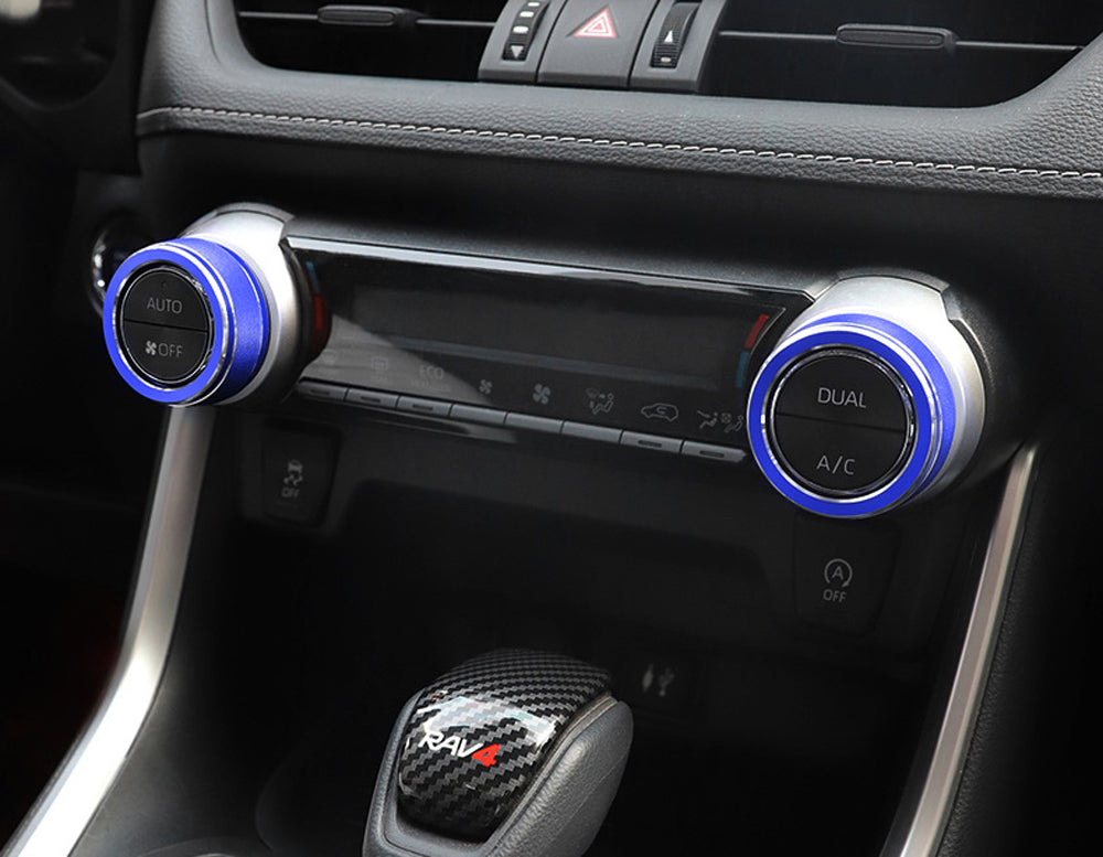 2 Pack Blue Aluminum AC Vent Knob Covers for 2019-2023 Toyota RAV4 - Upgrade Your Interior with Durable Climate Control Decor (Perfect for Customization & Car Accessories Enthusiasts)