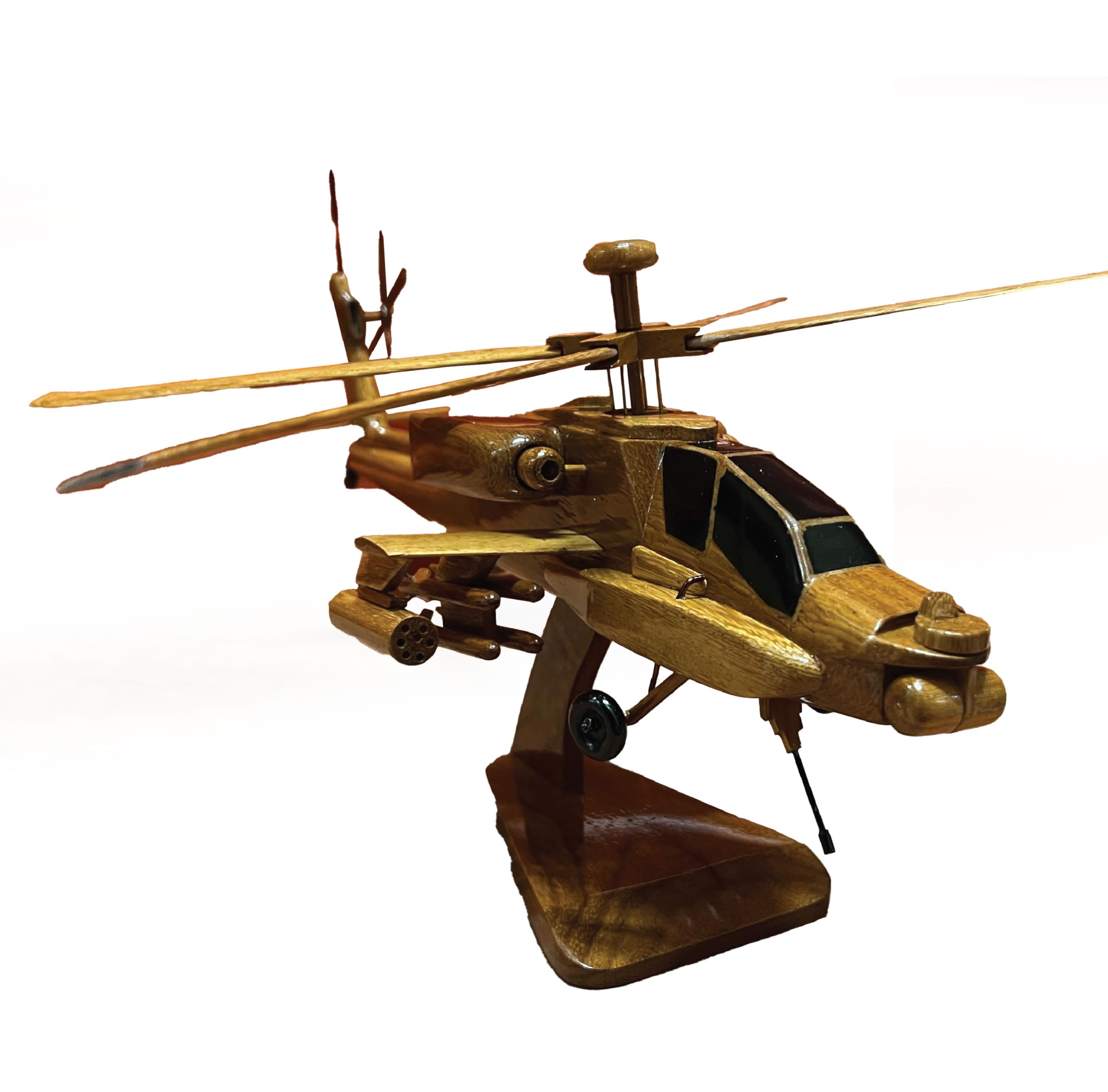 AH64 Apache Helicopter Model - Premium Mahogany Wood Desktop Display - Perfect for Office Decor, Military Enthusiasts & Collectors