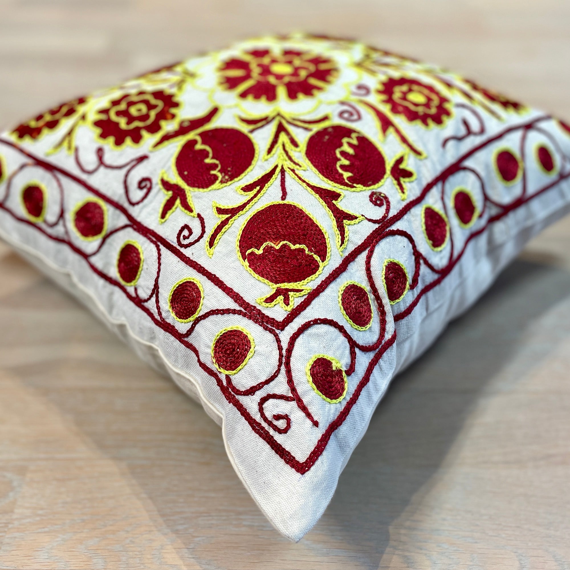 Handmade Suzani Cushion Ephesus - Bohemian Decorative Throw Pillow Cover for Sofa, Bed, Living Room - Perfect for Home Decor & Gift Giving