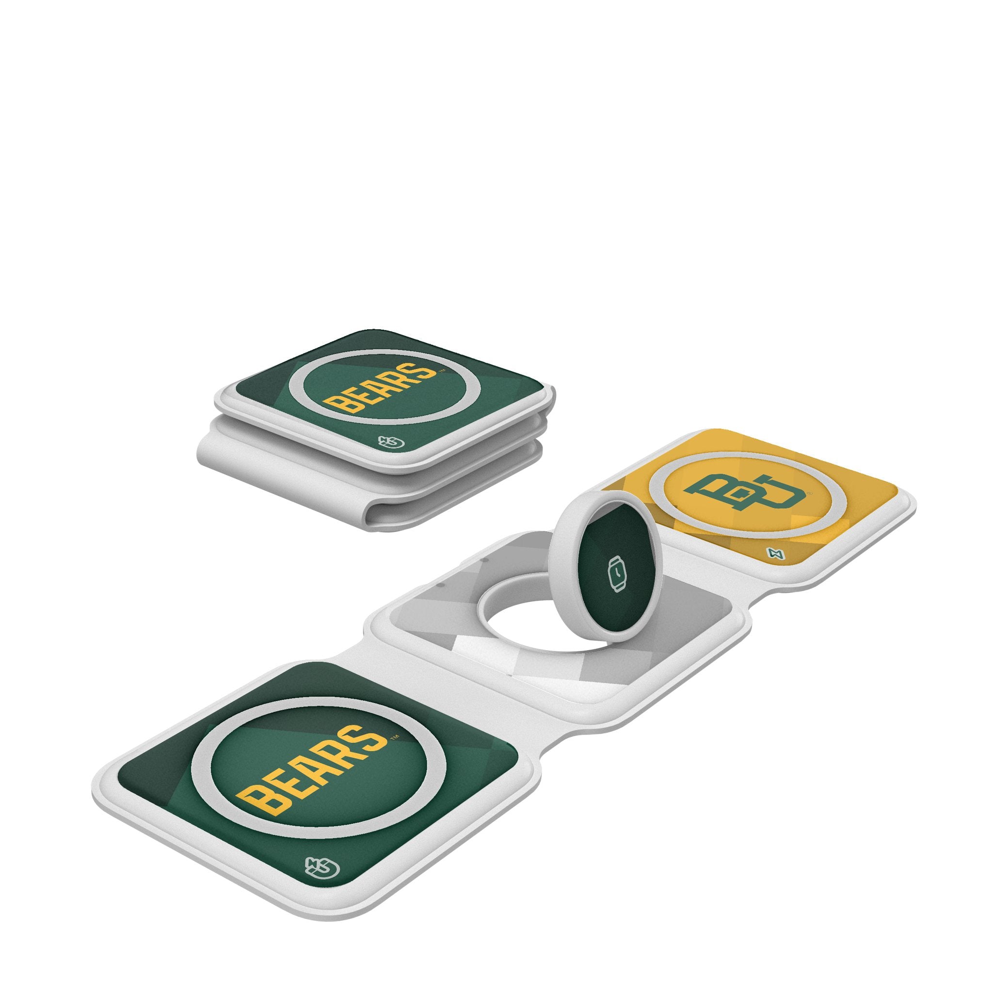 Baylor University Bears Color Block 3-in-1 Foldable Wireless Charger - Perfect for Home, Office & Travel Charging iPhone, Android & AirPods