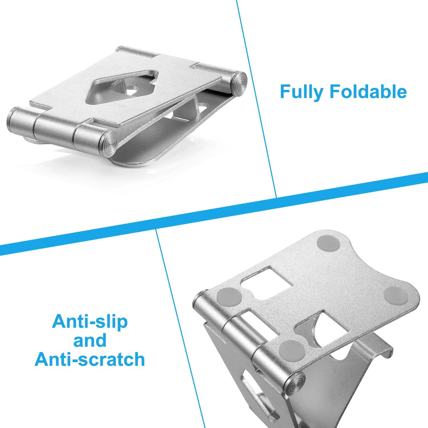 Adjustable Aluminum Phone Stand for Desk - Universal Smartphone Holder Compatible with iPhone 14/13/12/11 Pro Max, Samsung Galaxy, Huawei & More - Perfect for Home Office, Video Calls & Hands-Free Viewing