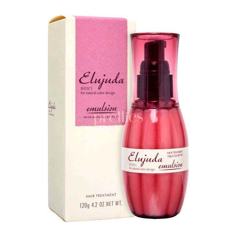 Milbon Elujuda Emulsion With Natural Extract Hair Treatment 120g (Pink) - Deep Conditioning for Damaged Hair - Perfect for Salon & Home Use