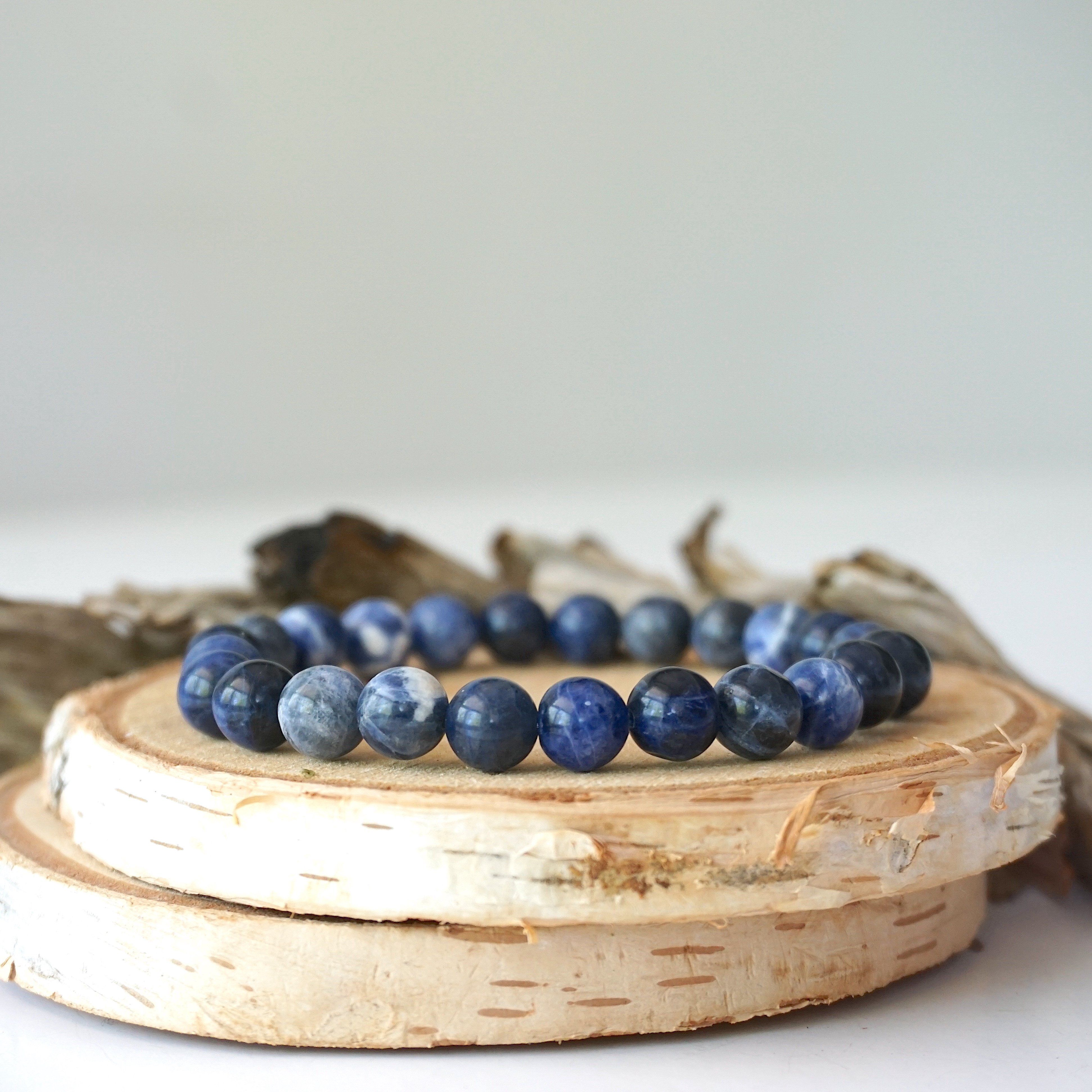 Sodalite Healing Crystal Mala Bracelet - Natural Stone Beads for Meditation, Stress Relief & Spiritual Balance | Perfect for Yoga, Mindfulness & Chakra Healing