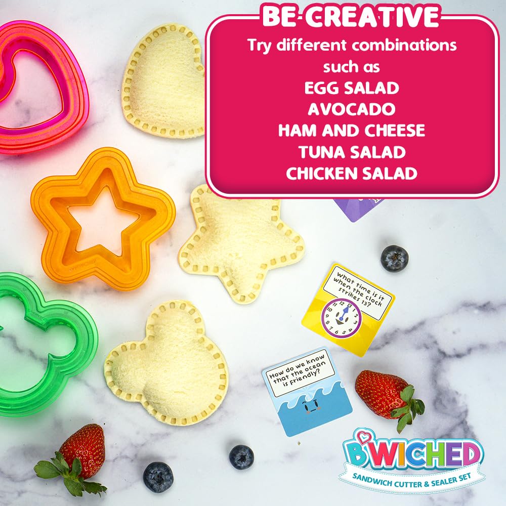 Sandwich Cutter and Sealer - Crustless Sandwich Maker for Kids Lunch Box - Heart, Star & Mouse Shaped Cutters - Perfect for School Lunches, Bento Boxes & Picnics
