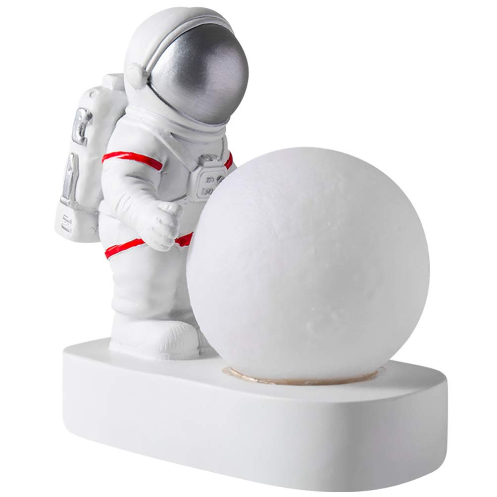 3D Moon Desk Lamp with Astronaut - Battery Operated LED Night Light for Bedroom Decor, Space Themed Party Favors & Gifts - Perfect for Kids Room, Home Office, Romantic Ambiance and Outer Space Enthusiasts