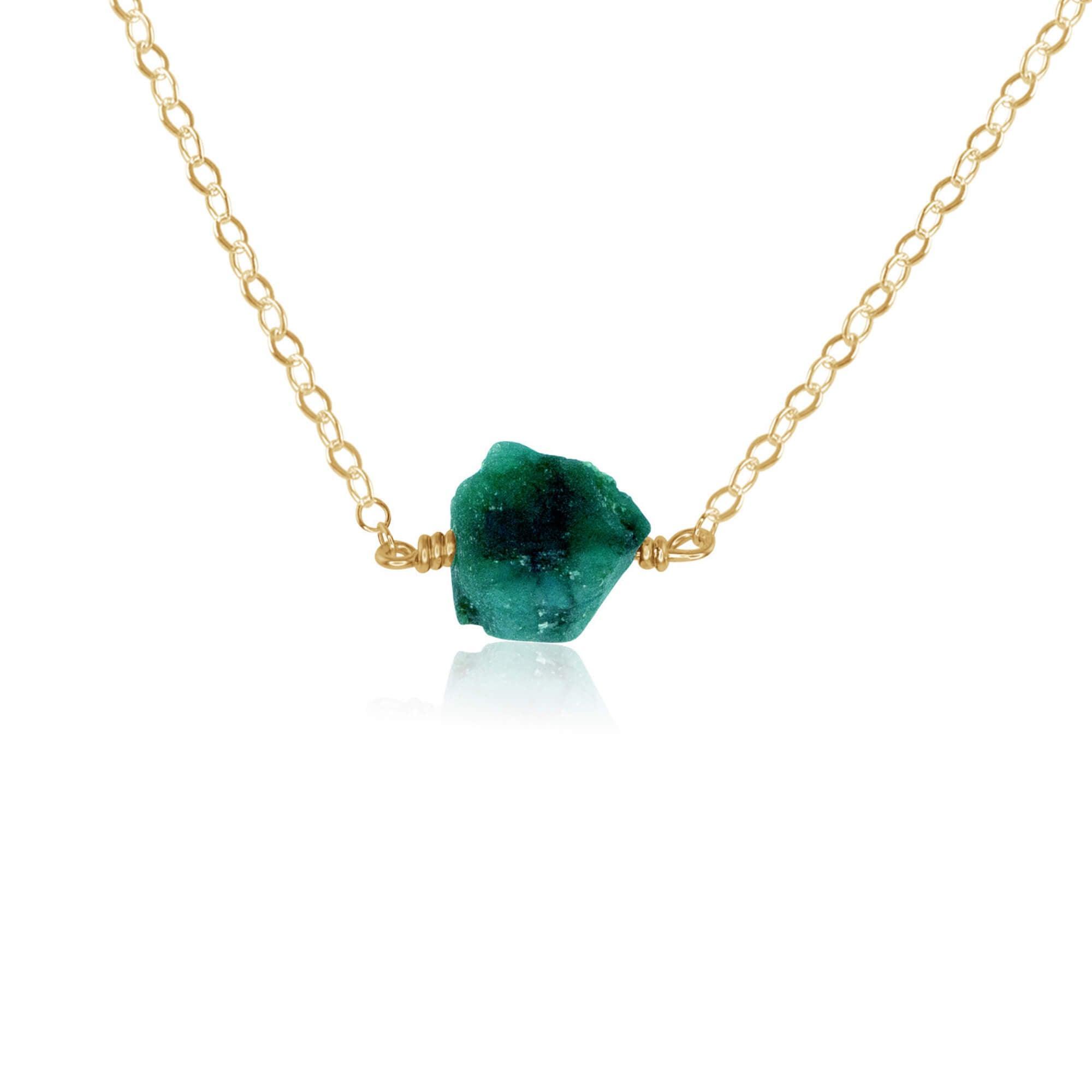 Natural Raw Emerald Crystal Nugget Necklace - Handmade Boho Jewelry for Women | Perfect for Everyday Wear, Spiritual Healing & Gift Giving