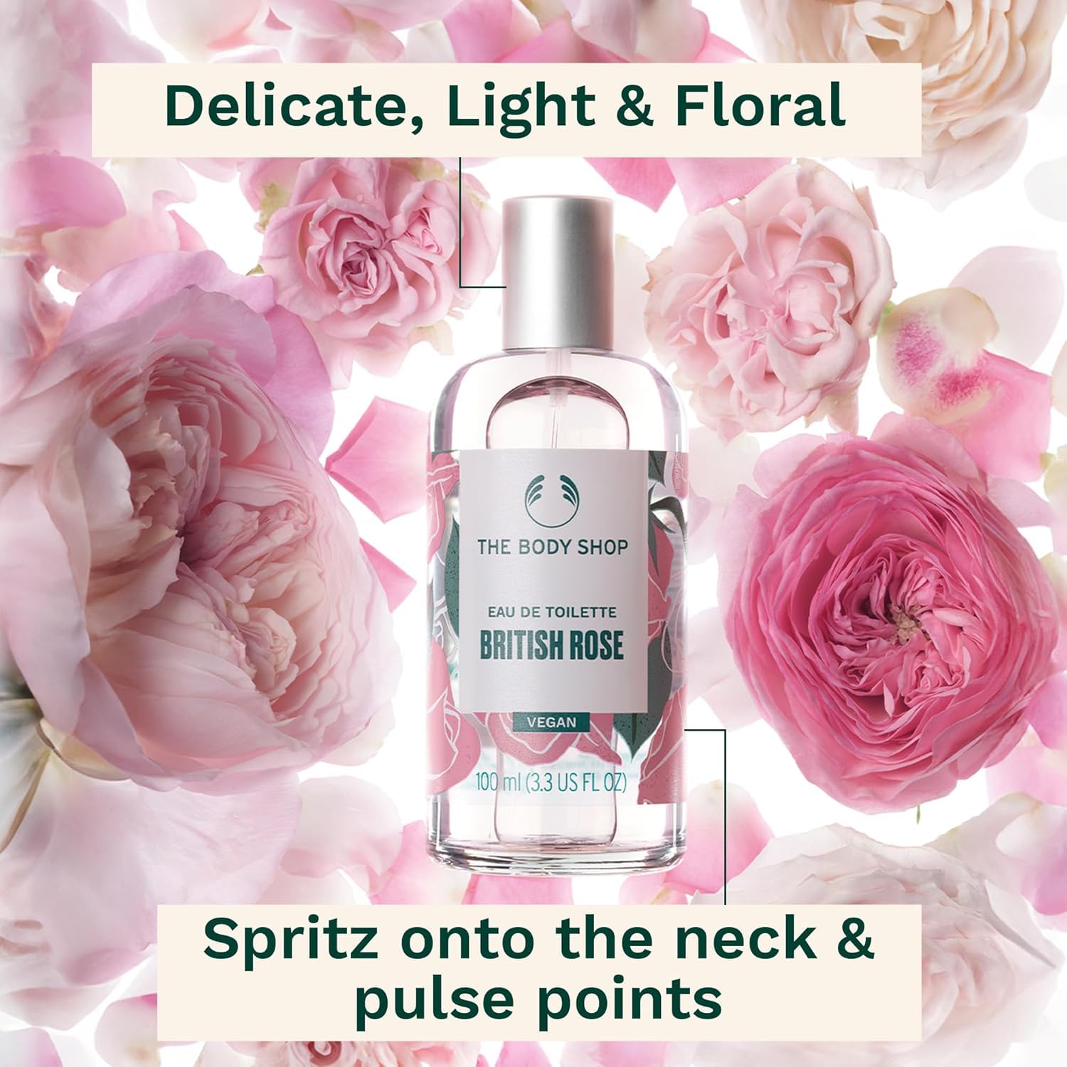 British Rose Eau De Toilette for Women - 100ml Floral Perfume Spray | Long-Lasting Fragrance for Daytime Wear, Date Nights & Special Occasions