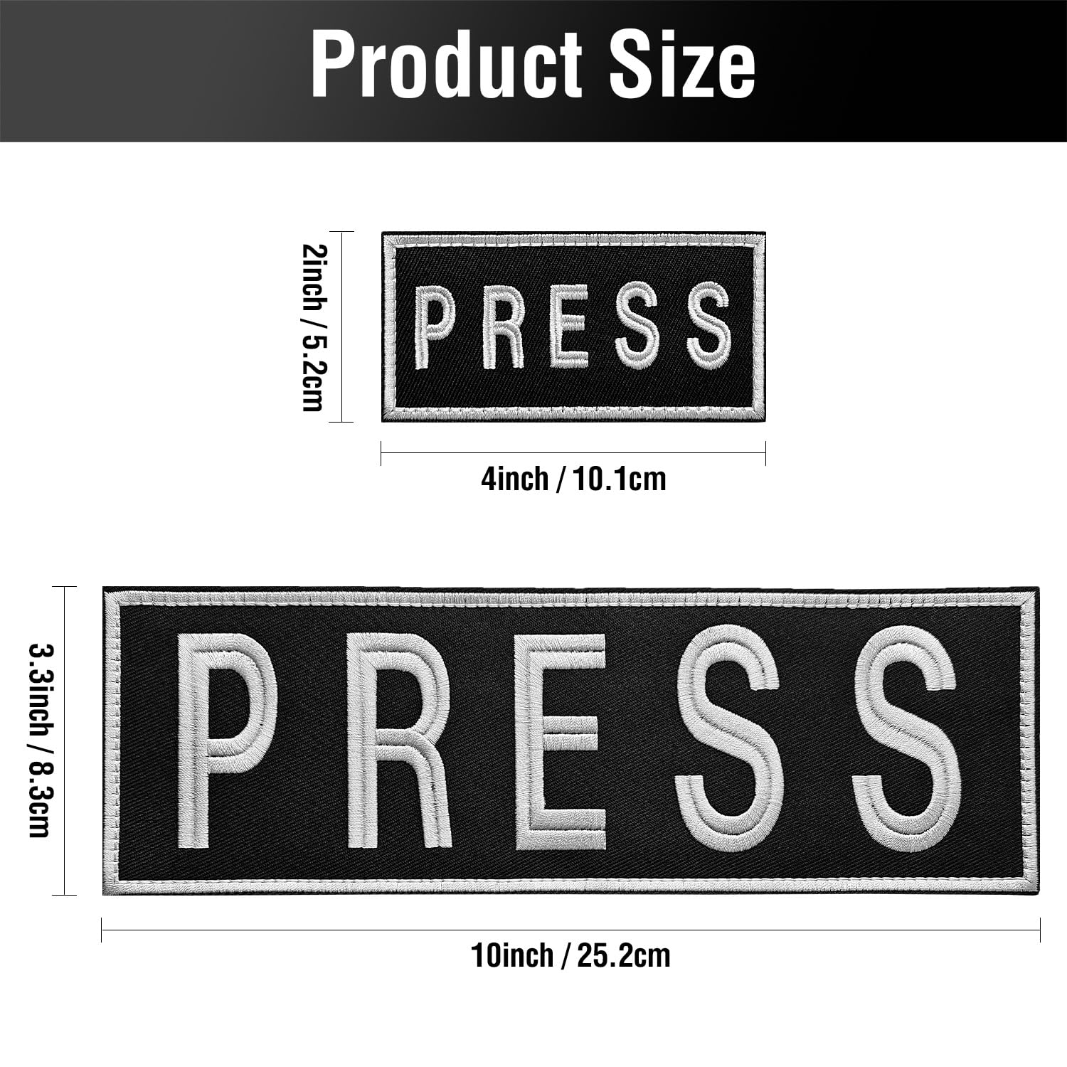 WILDREEDS 2 Pack Hook and Loop Press Patches - Tactical Embroidery Patch Set for Photographer Vest, Military Gear & Outdoor Activities (1 Small & 1 Large Size) - Perfect for Tactical Vests, Backpacks & DIY Projects