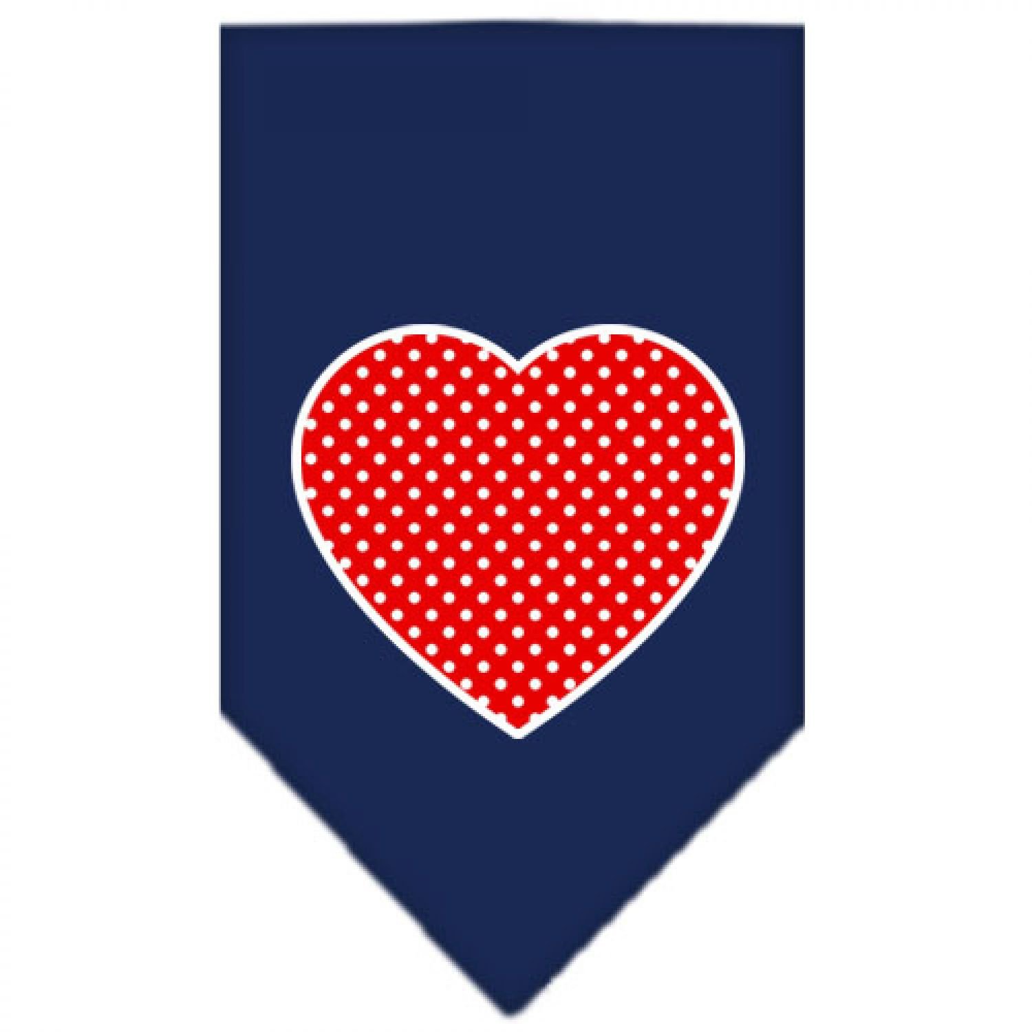 Red Swiss Dot Heart Dog Bandana - Navy Blue Small Pet Bandana for Dogs & Cats - Perfect for Holidays, Birthdays & Photo Shoots