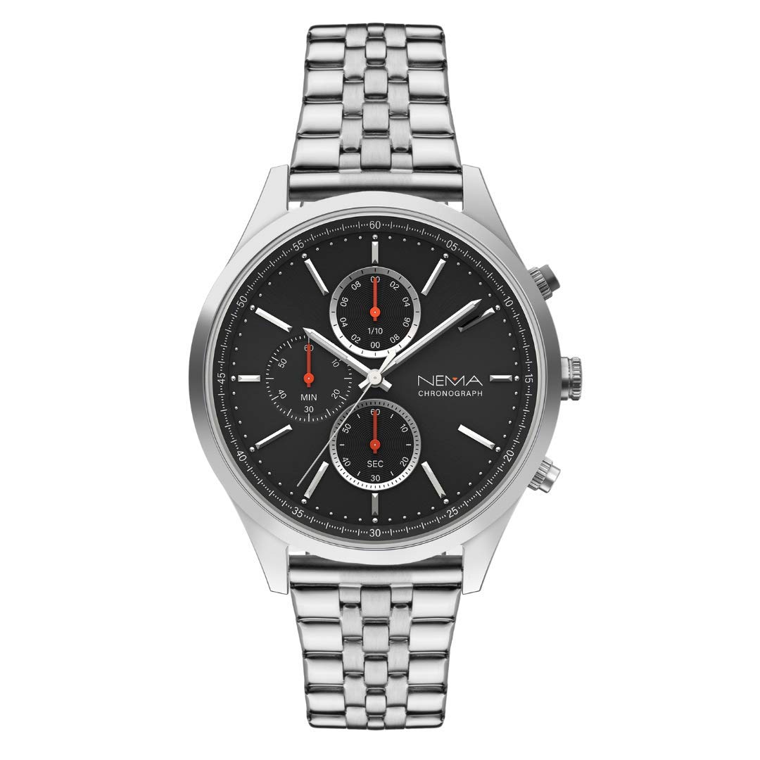 NEMA Arlo Chrono Men's Watch - Genuine Leather/Canvas/Mesh/Stainless Steel Bands, Sun-ray Dial, Japanese Quartz Movement, Analog Chronograph Watch - Perfect for Business, Casual & Outdoor Activities