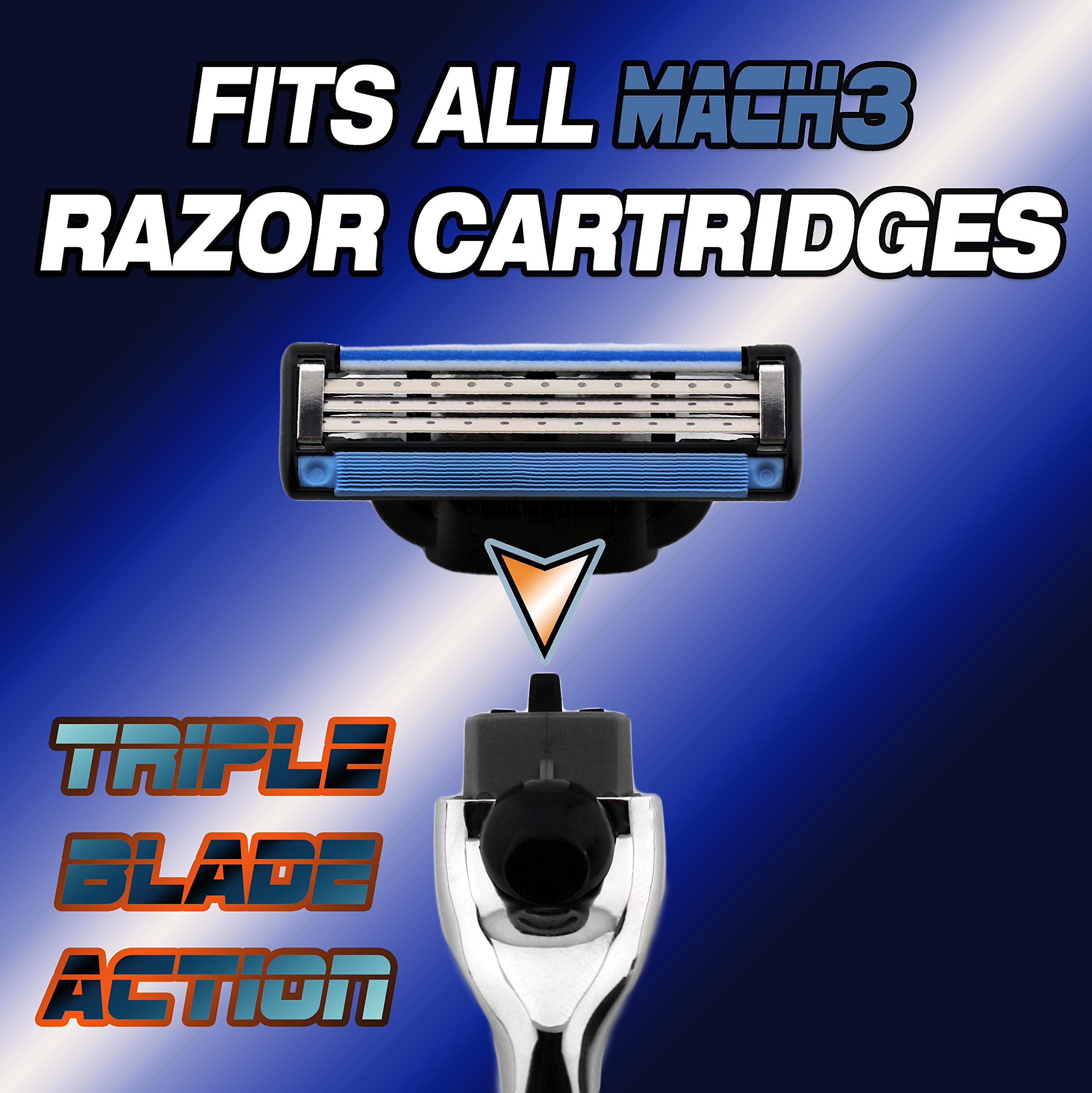 4 Piece Men's Shaving Kit with 3 Edge Razor, Black Badger Hair Shaving Brush & Stands - Premium Grooming Set for Smooth Shaving at Home or Travel