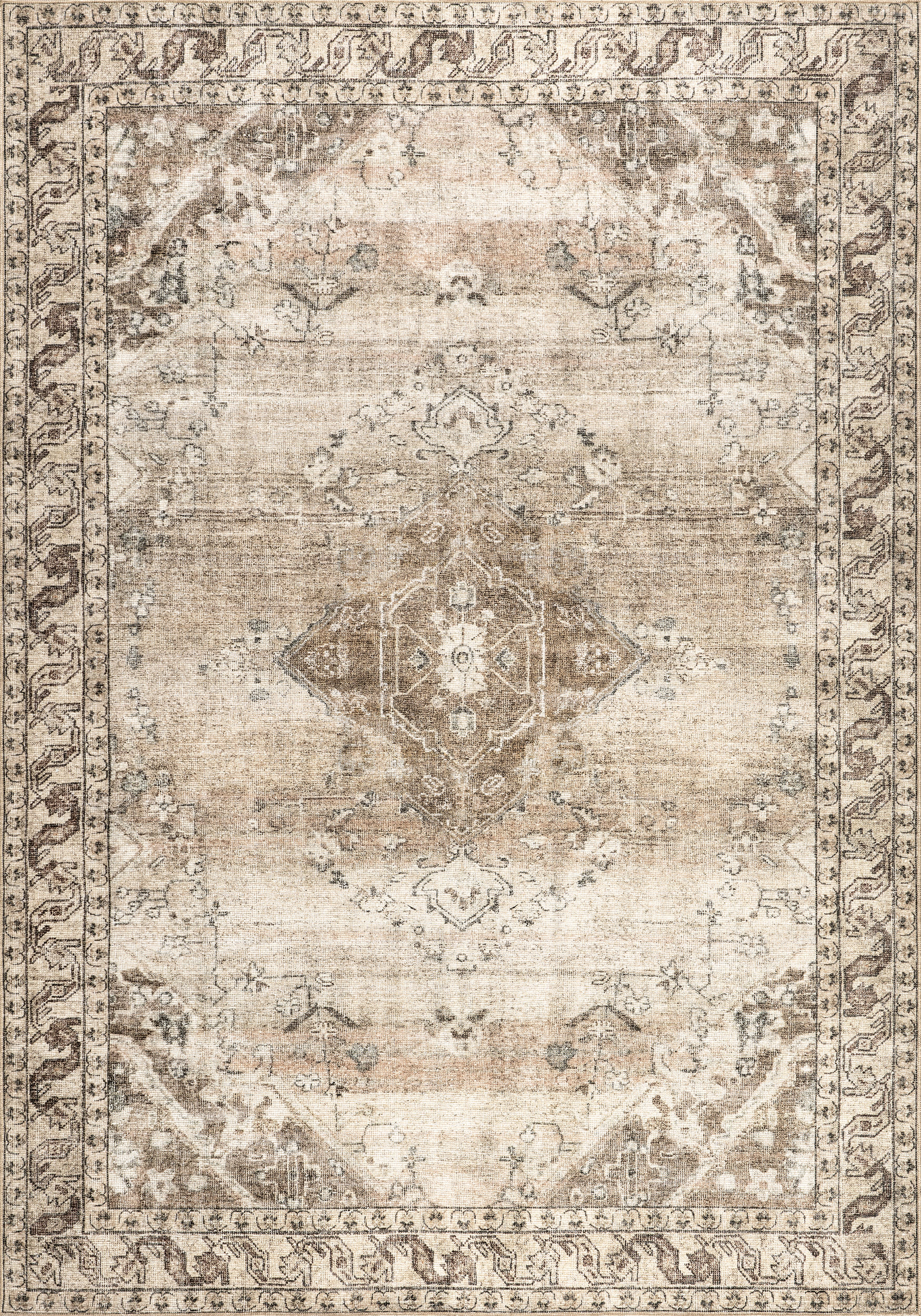 Bay Head Antiqued Jute Blend Rug - Natural Beige Bohemian Style Area Rug for Living Room, Bedroom & Home Decor