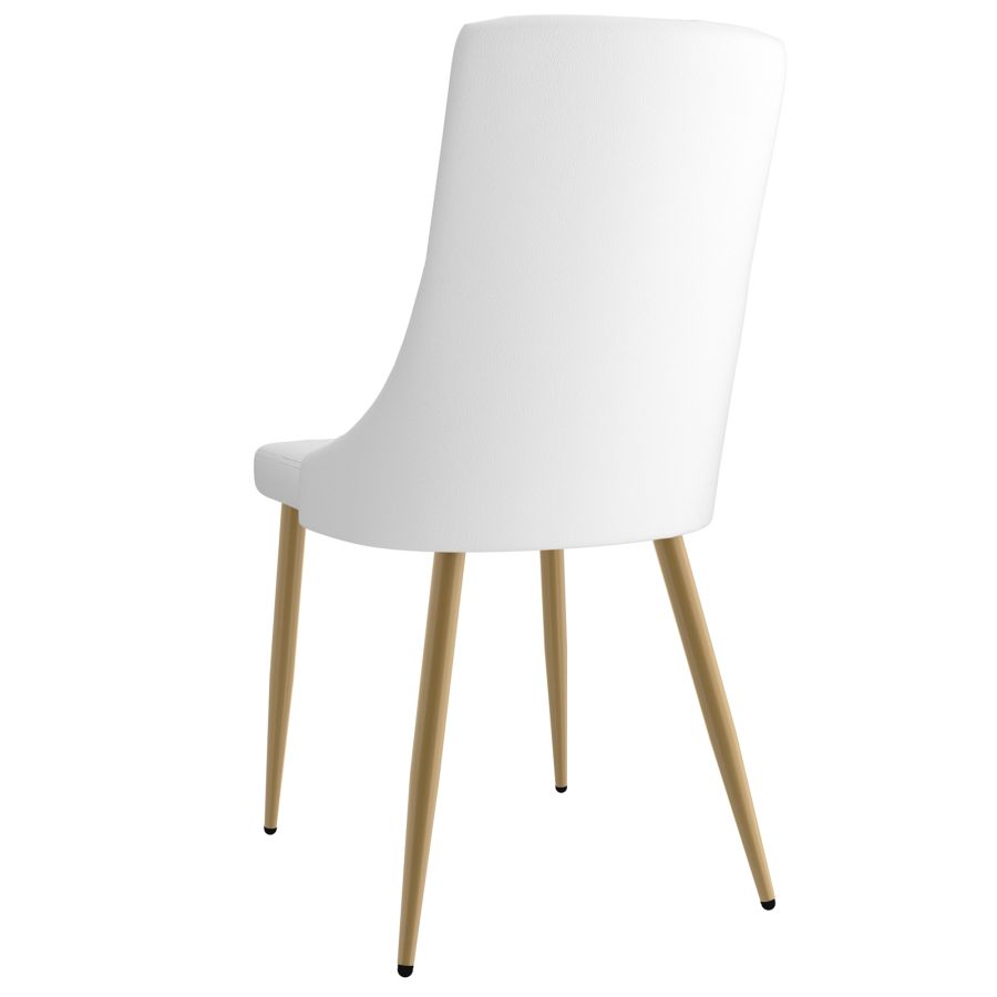 Carmilla/Antoine 5-Piece Dining Set - Aged Gold Finish with White Upholstered Chairs - Perfect for Kitchen, Dining Room & Small Space Entertaining