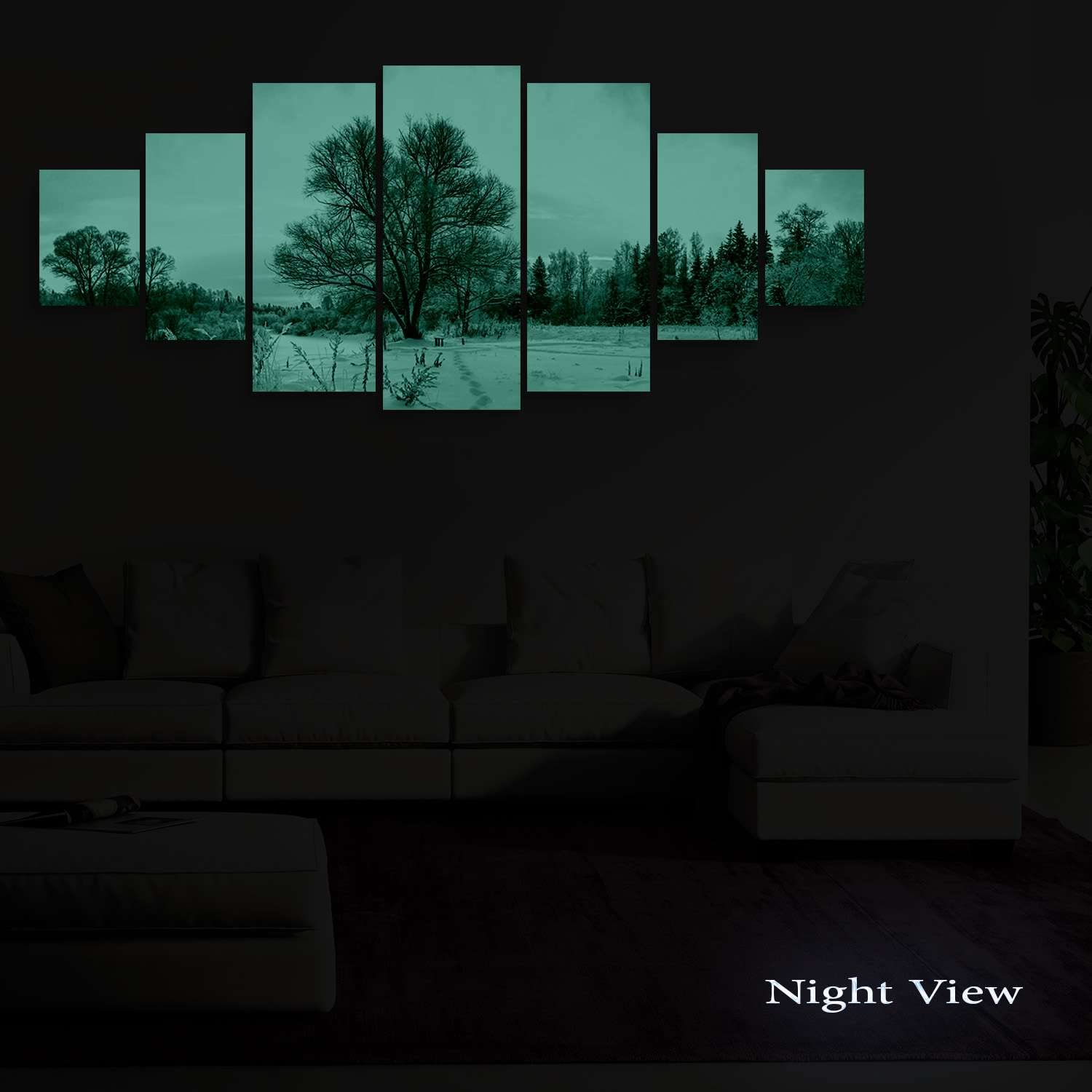 Startonight Large Canvas Wall Art - Frozen Tree in Snow Landscape - Modern Framed 7-Panel Set 40x95 Inches - Perfect for Living Room, Bedroom & Office Decor