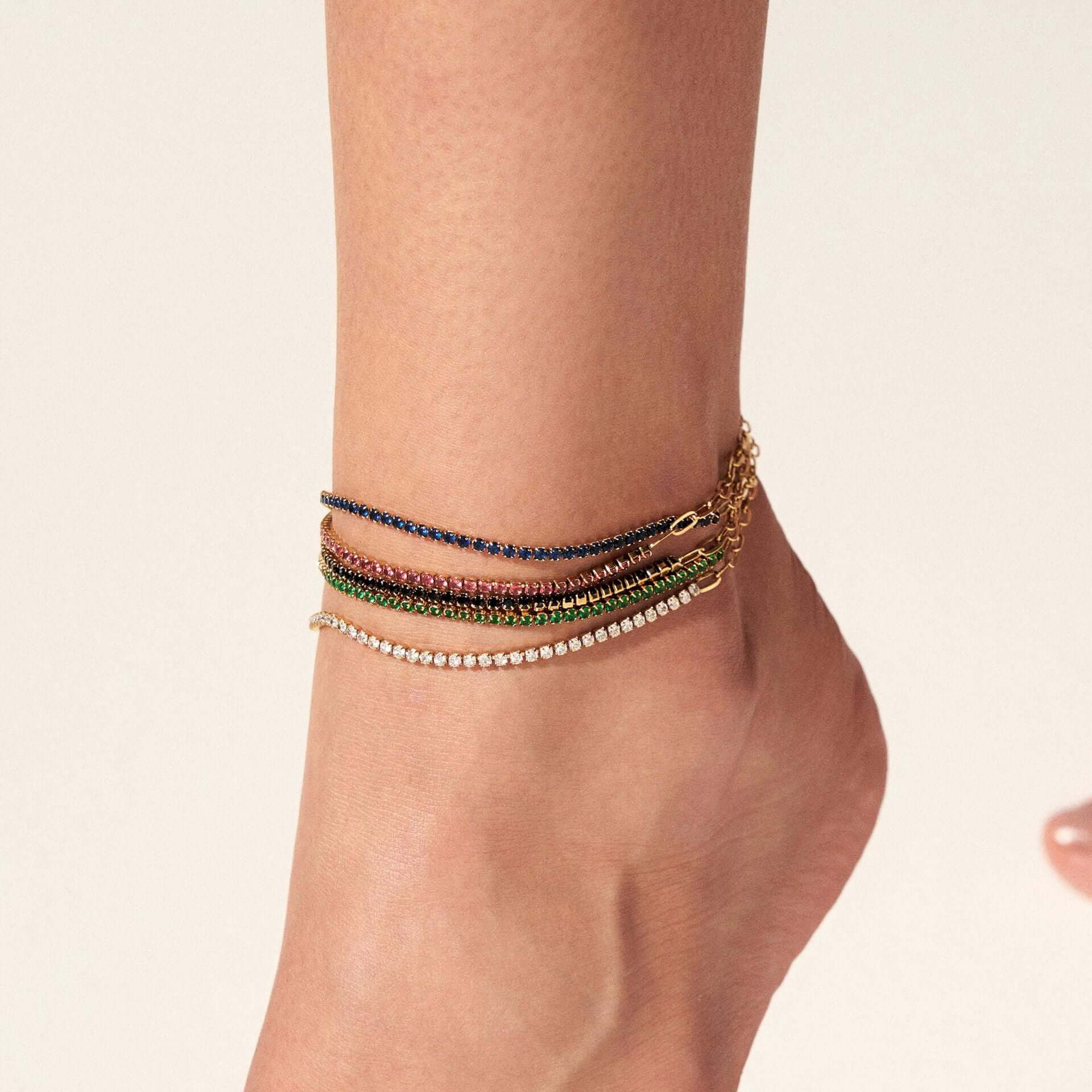 Sparkling Cubic Zirconia Tennis Anklet Bracelet for Women | Elegant 925 Sterling Silver Ankle Chain with CZ Stones | Perfect for Beach, Parties & Everyday Wear