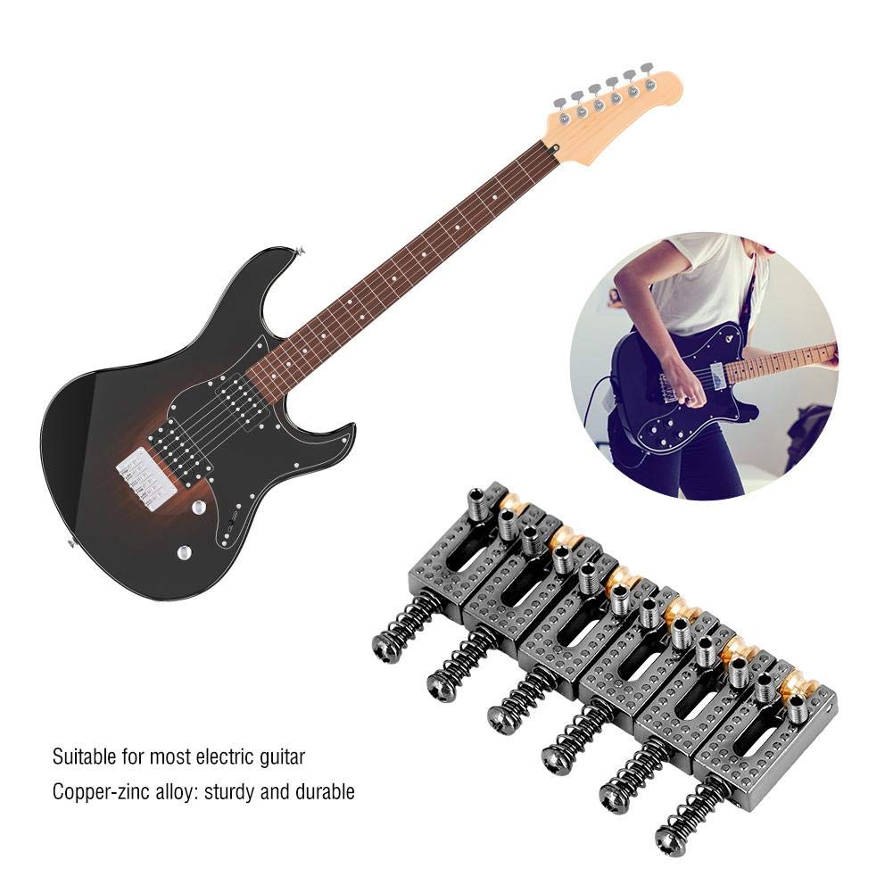6PCS Black Metal Guitar Saddles with Roller Bridge - Premium Guitar Bridge Replacement Parts for Electric/Acoustic Guitar Repair & Maintenance - Perfect for DIY Guitar Upgrades, Professional Setups & Home Studio Use