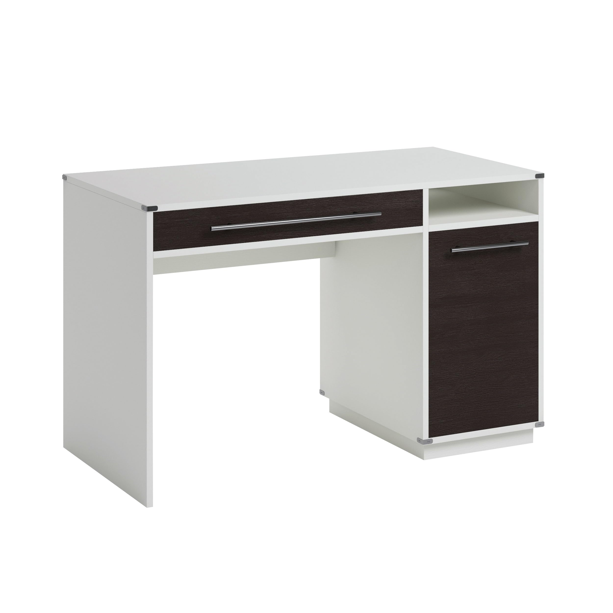 Sauder Vista Key Single Pedestal Computer Desk with Storage | Misted Elm Finish | Home Office Desk for Small Spaces, Work from Home & Study