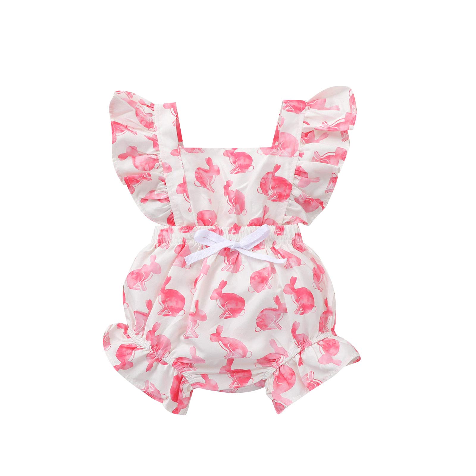 Adorable Newborn Baby Girl Easter Bunny Romper - Ruffled Sleeveless Bodysuit | My First Easter Outfit | Summer Baby Clothes | Perfect for Easter Photos, Spring Celebrations & Family Gatherings