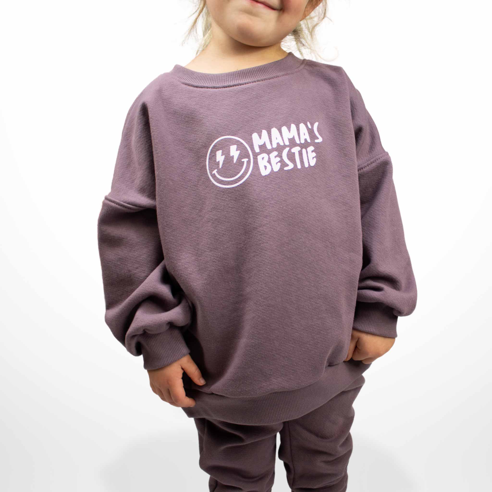 Organic Mama's Bestie Oversized Crewneck Sweatshirt - Cozy Women's Pullover Sweater for Casual Wear, Lounge & Pregnancy Comfort