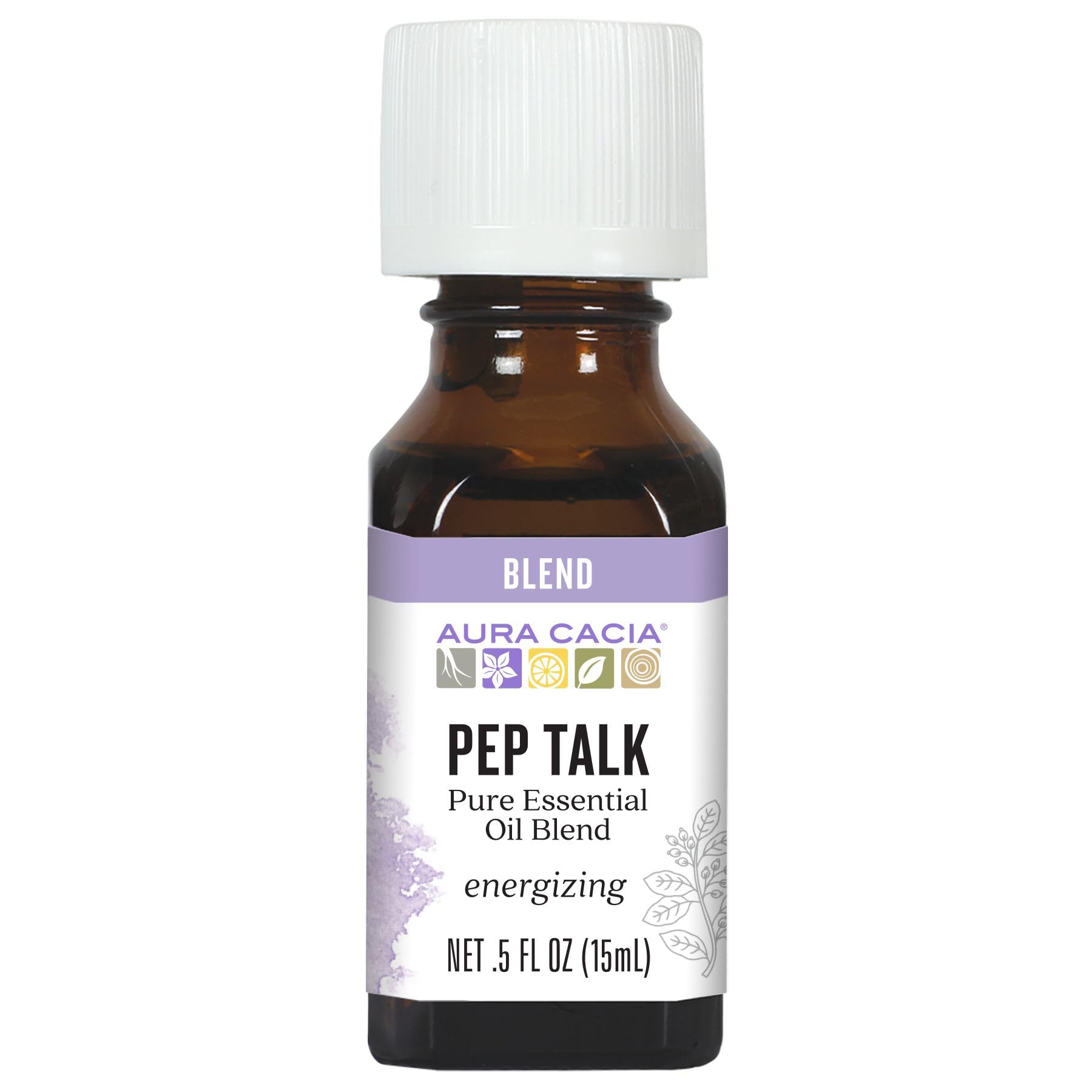 Aura Cacia Essential Oil Blend - Pep Talk, 0.5 fl oz | Uplifting Aromatherapy for Stress Relief & Mood Boost | Perfect for Diffusers, Massage & Home Spa