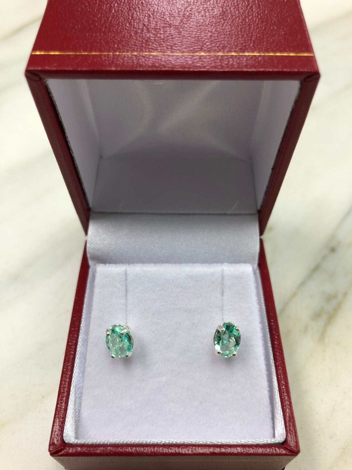 1.0tcw Oval Martini Emerald Stud Earrings in .925 Sterling Silver - Elegant Jewelry for Women, Perfect for Parties, Weddings & Everyday Wear