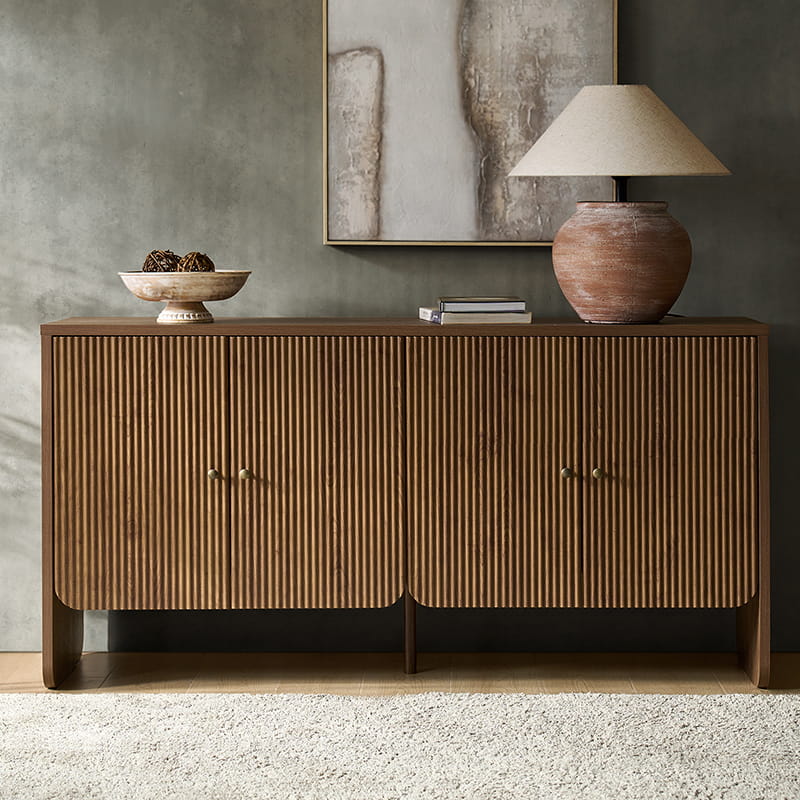 Paula Adjustable Shelf Buffet Cabinet Sideboard with Cable Management - Stylish Storage for Dining Room, Living Room & Home Office