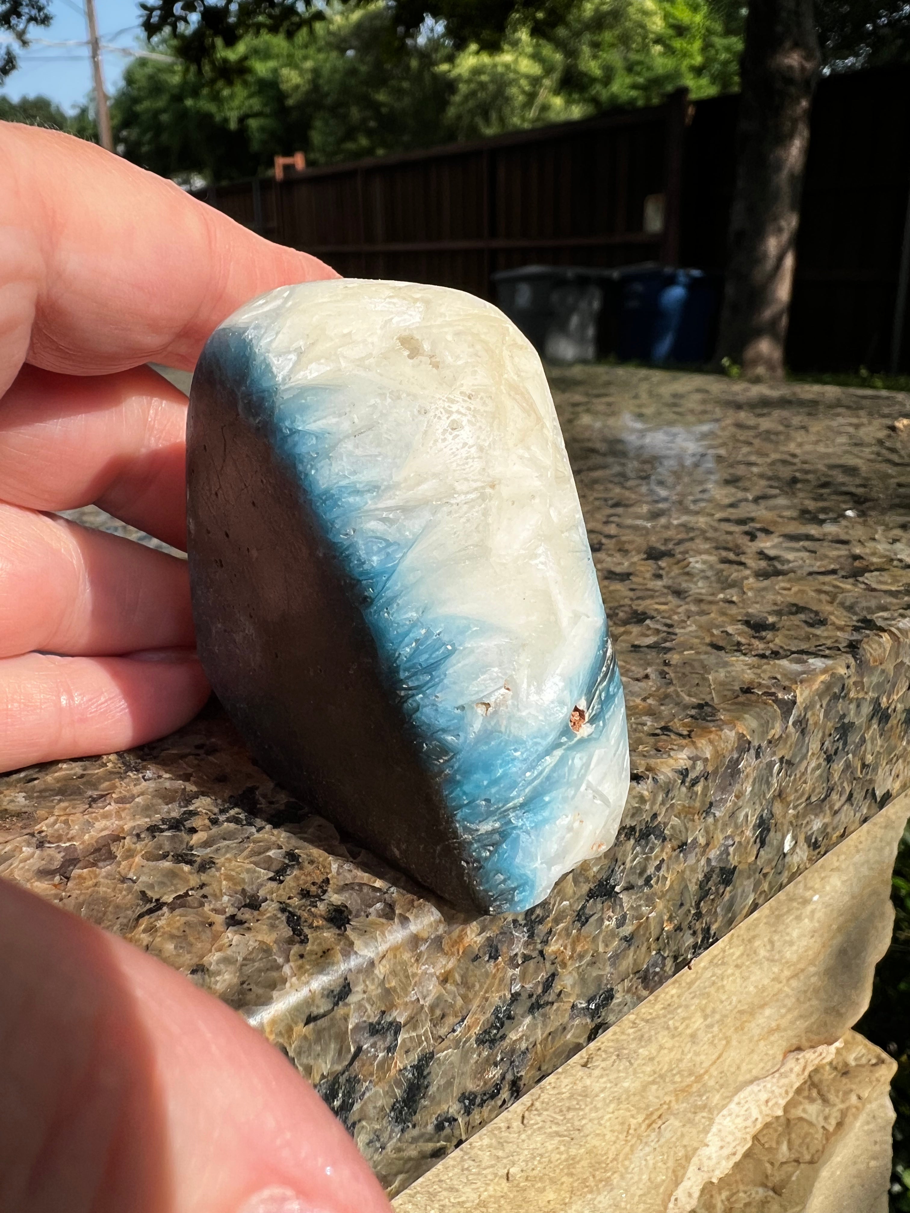 Premium Nakauriite Palm Specimen - Rare Blue Ice Glacierite Crystal for Collectors & Decor - Perfect for Home Display, Meditation & Healing