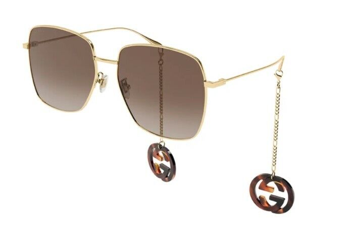 Gucci GG 1031S 003 Gradient Gold/Brown Oversized Square Metal Sunglasses for Women - Luxury Fashion Shades for Beach, Driving & Outdoor Activities