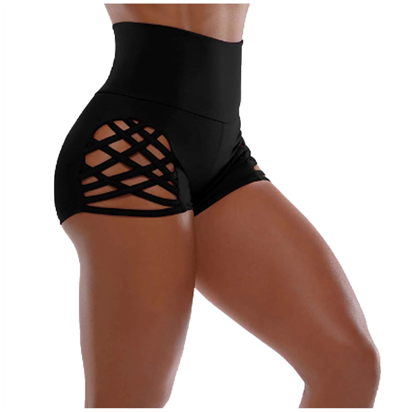 Plus Size Yoga Shorts for Women - High Waist Solid Color Workout Shorts with Butt Lifting Bandage Design - Perfect for Yoga, Gym, Running & Lounge Wear