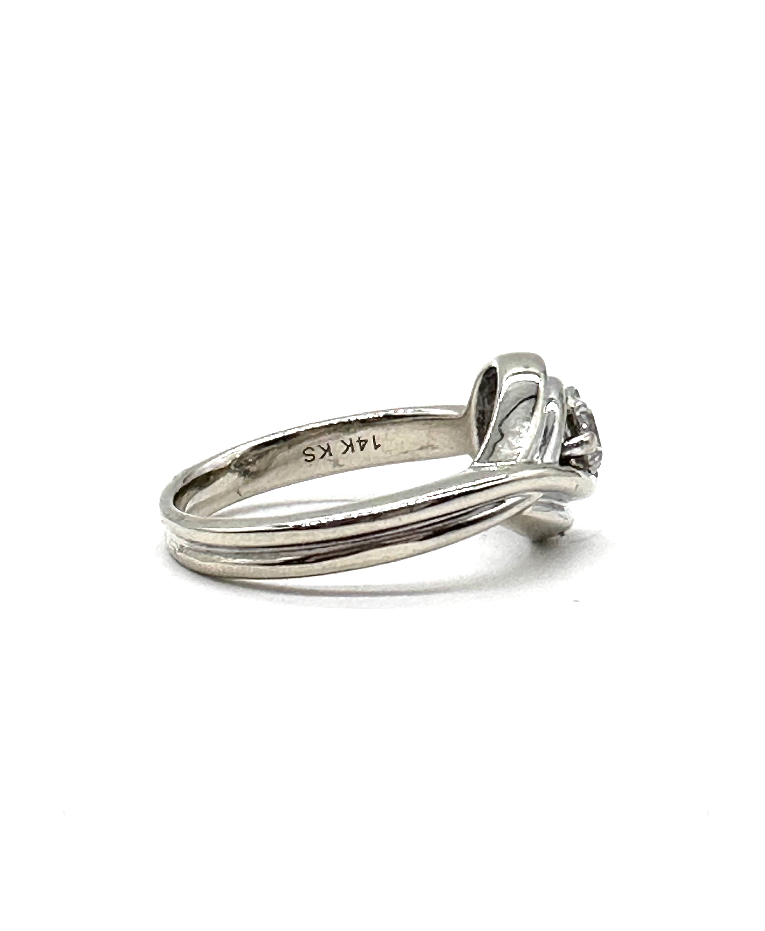Exquisite Double Loop Diamond Ring for Women - 14K White Gold Wedding Band, Anniversary Gift, Stackable Ring for Everyday Elegance - Perfect for Engagement, Proposal & Special Occasions