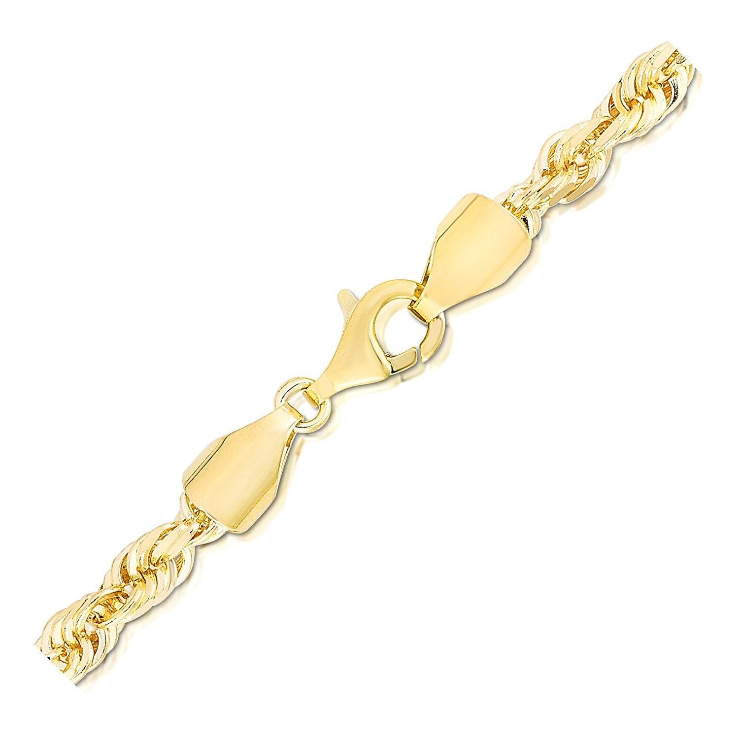 5.0mm 14k Yellow Gold Solid Diamond Cut Rope Chain Necklace for Men & Women - Perfect for Layering, Gift Giving & Everyday Wear