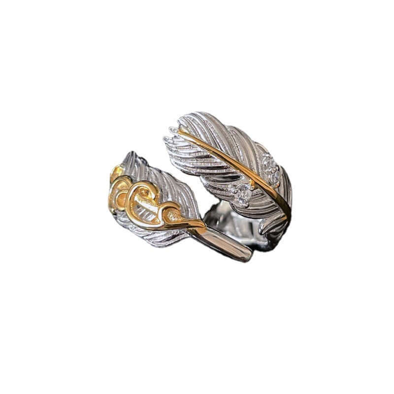 Two Tone Feather Wrap Ring - Angel Wing Jewelry for Women | R2103 | Elegant Gift for Valentine's Day, Anniversary & Special Occasions